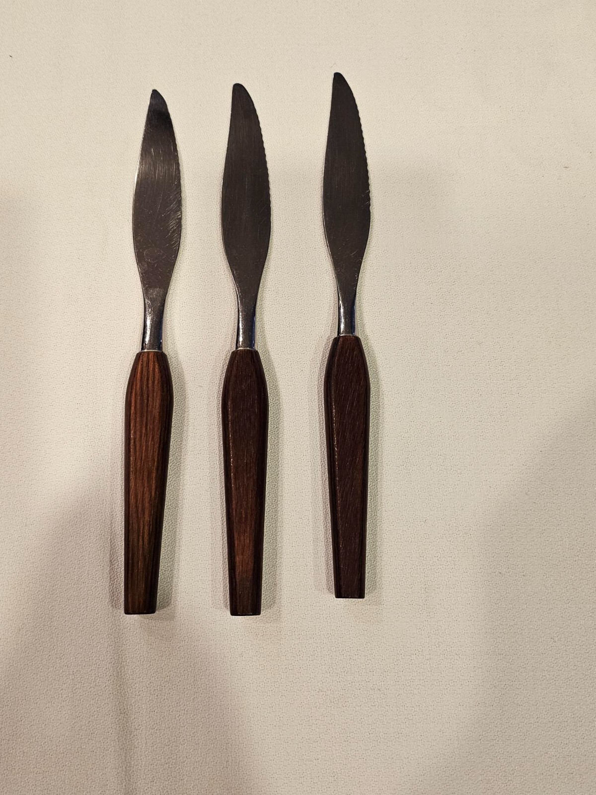 Fleetwood Designs Steak Knife Set Of 3 Danish Mid Century Modern Teak Stainless