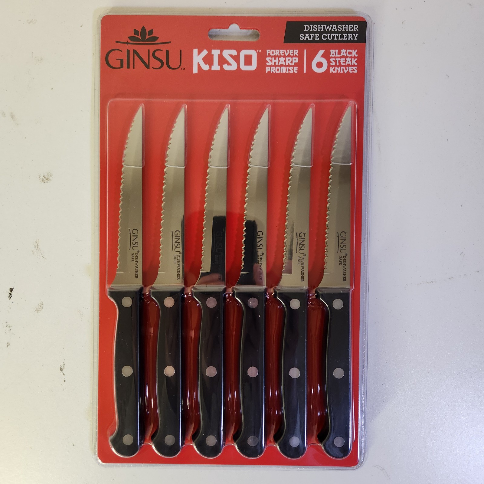 Ginsu Kiso 4.5 Inch Kitchen Steak Knife Set Black Dishwasher Safe Always Sharp