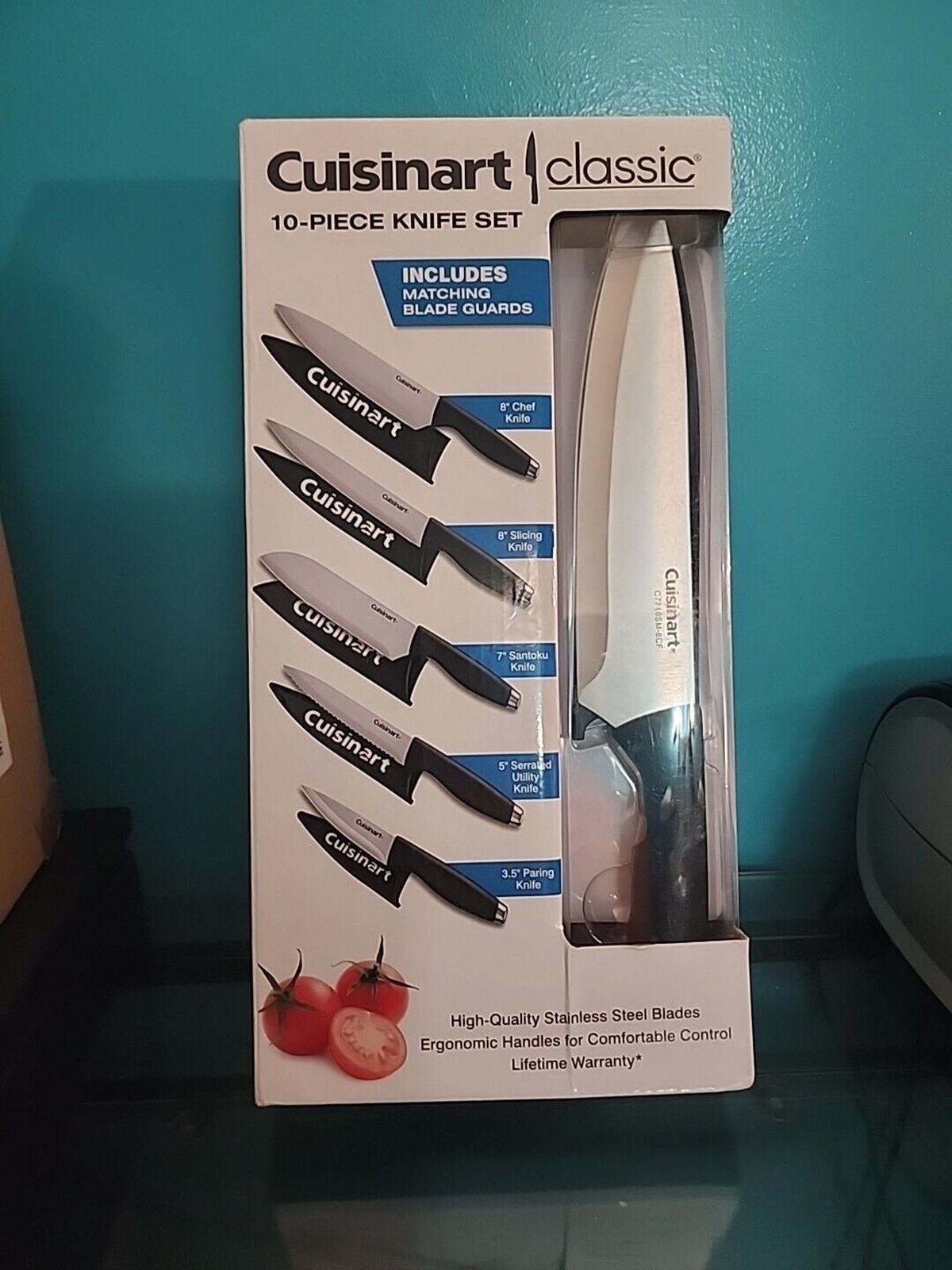 Cuisinart Classic 10 Pc Knife Set C77-10SM Chef Santoku Utility Knives