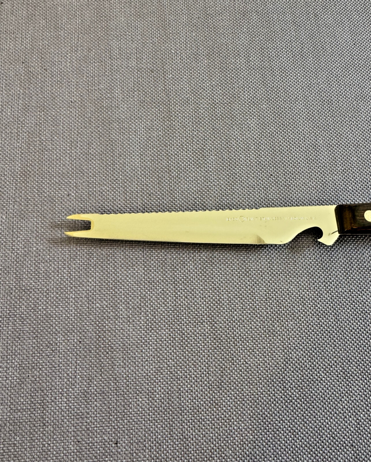 VTG Ekco Arrowhead Flint Forked Tip 5″ Double Edged Knife Bar Tool Rosewood MINT