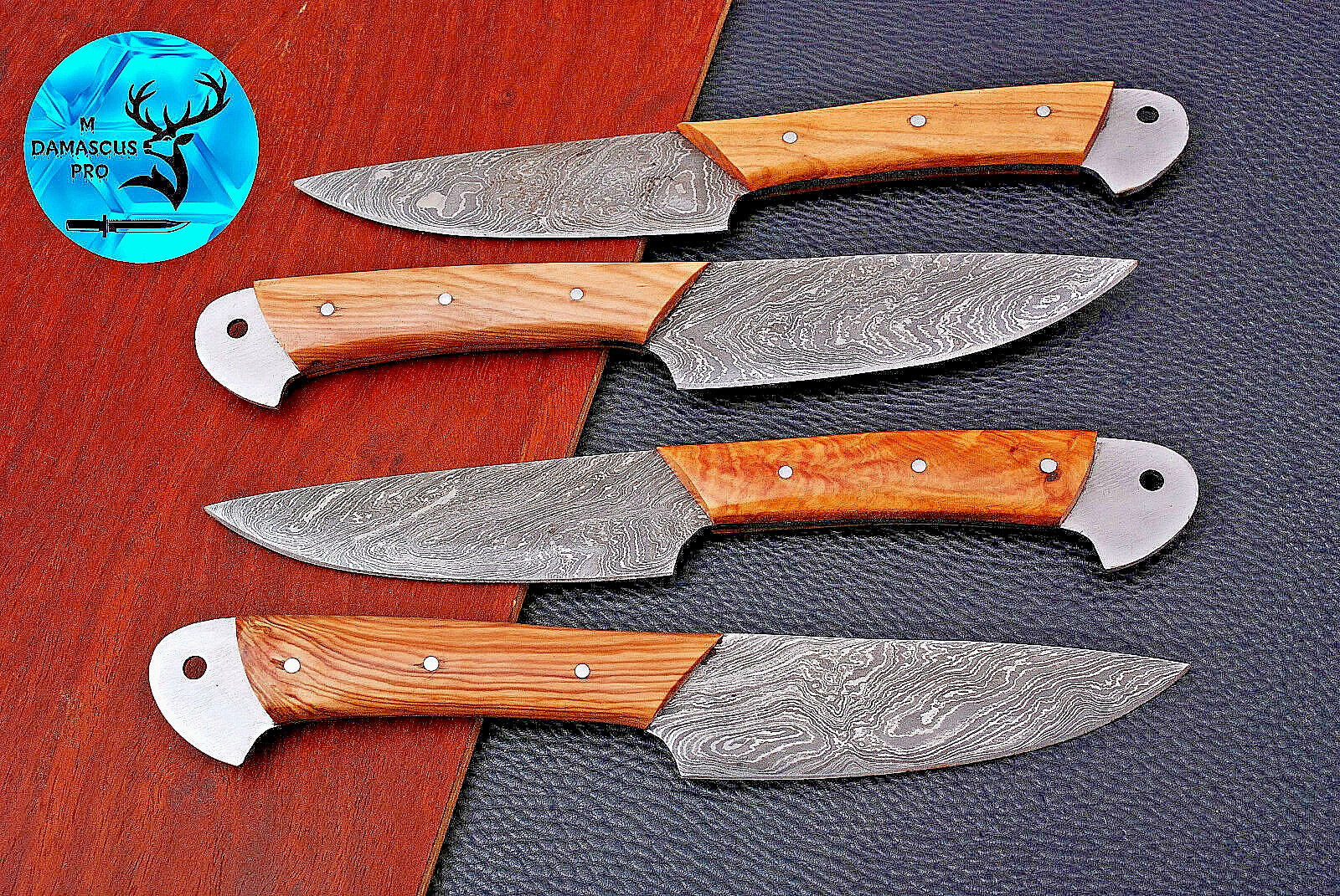 CUSTOM HANDMADE FORGED DAMASCUS STEEL STEAK CHEF KNIFE KITCHEN KNIVES SET 1510