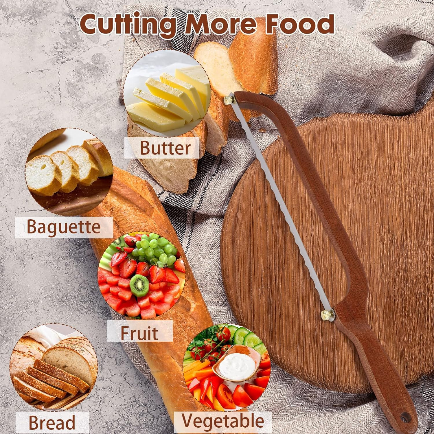 Bread Slicer for Homemade Bread – Wooden Sourdough Bread Knife with Bow Design –