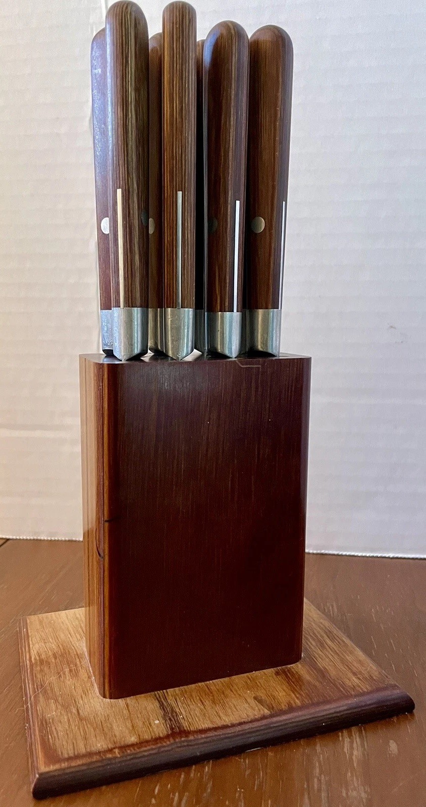 Vintage MCM WESTMORLAND 641 KNIVES TEAK (8 Set)Kitchen Steak Knifes Knife Block
