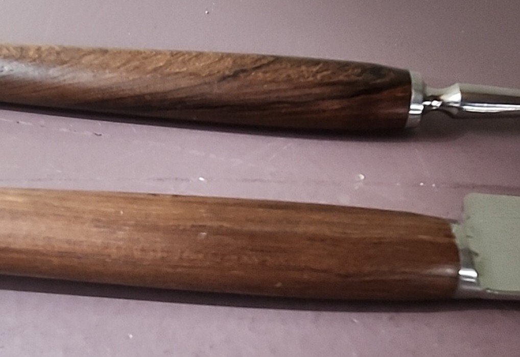 TEAK French Made MCM Carving Set 12 INCH Knife & 10 INCH Fork Teak Handles