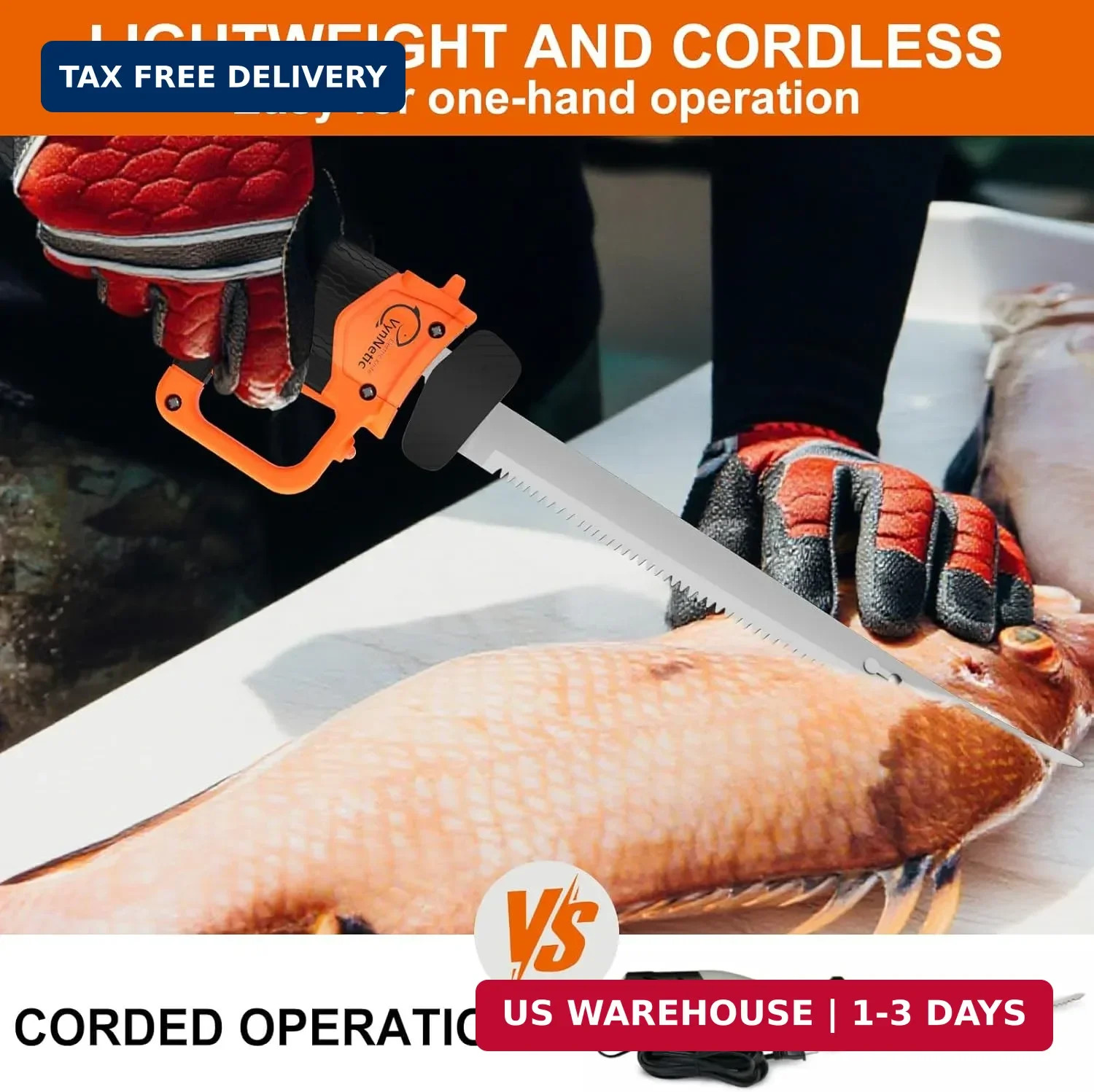 Electric Fillet Knife for Fish – Rechargeable Cordless Electric Knife With Non-S
