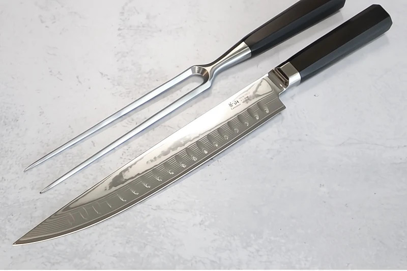 Cangshan Cutlery MAYA Series 2pc Carving – Damascus – African Blackwood Handle