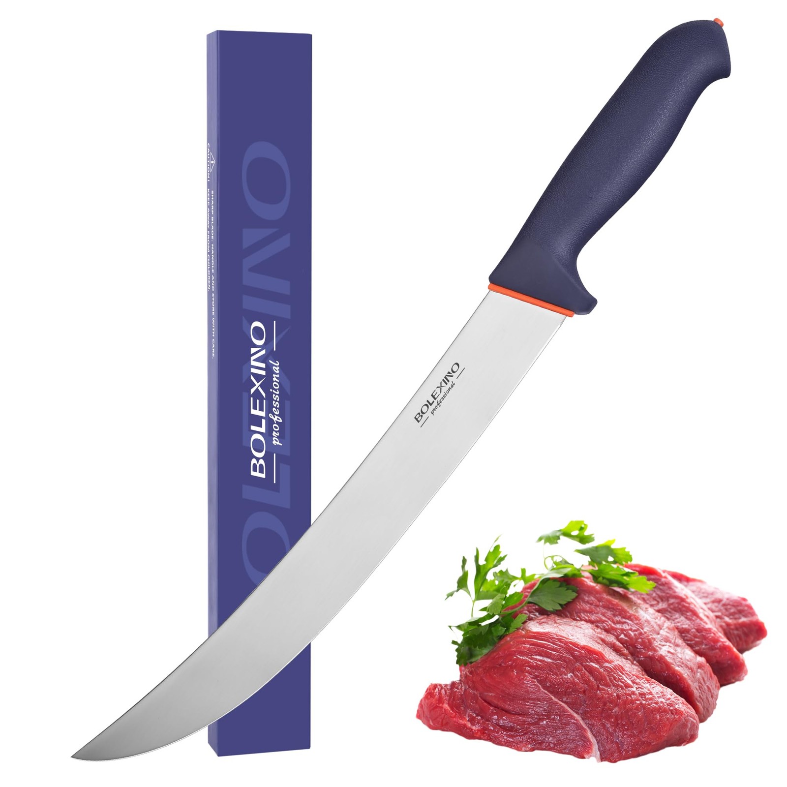 10.5 inch Curved Cimeter Knife W/Non-slip Softgrip, Butcher Knife For Meat Cu…
