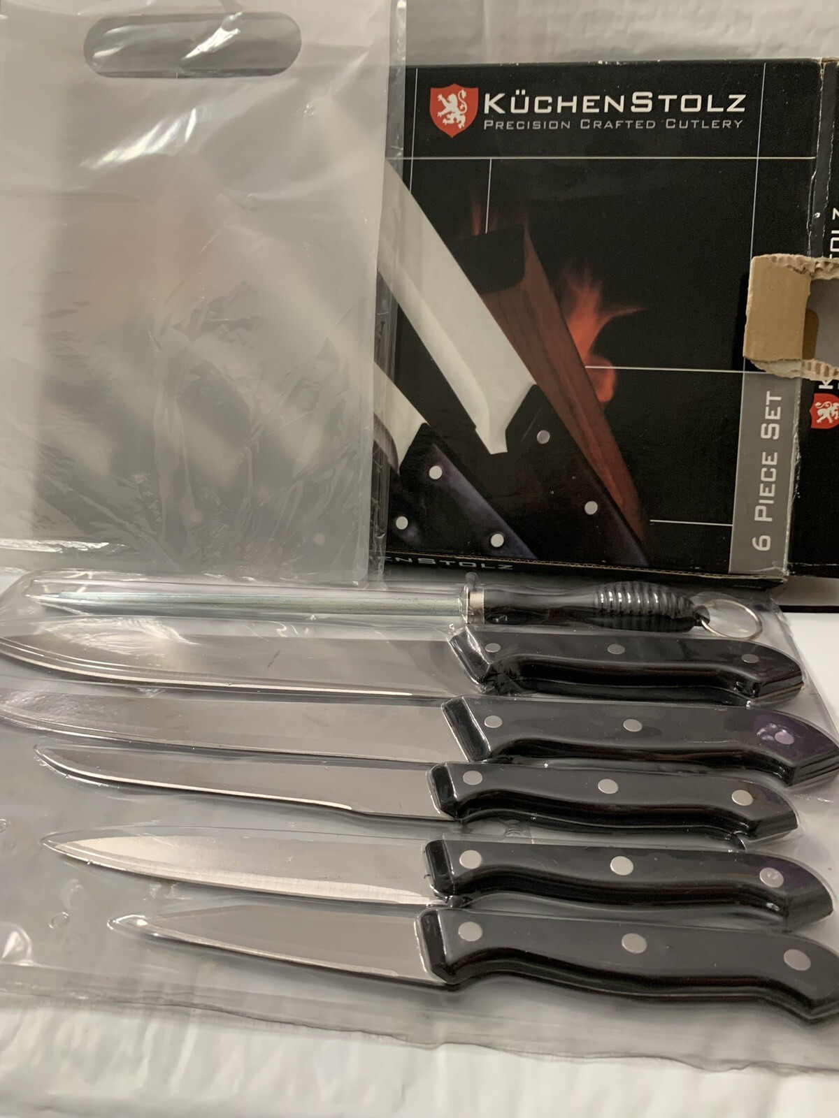 Kuchenstolz 6 pc Precision Crafted Cutlery Knife Set includes Cutting Board