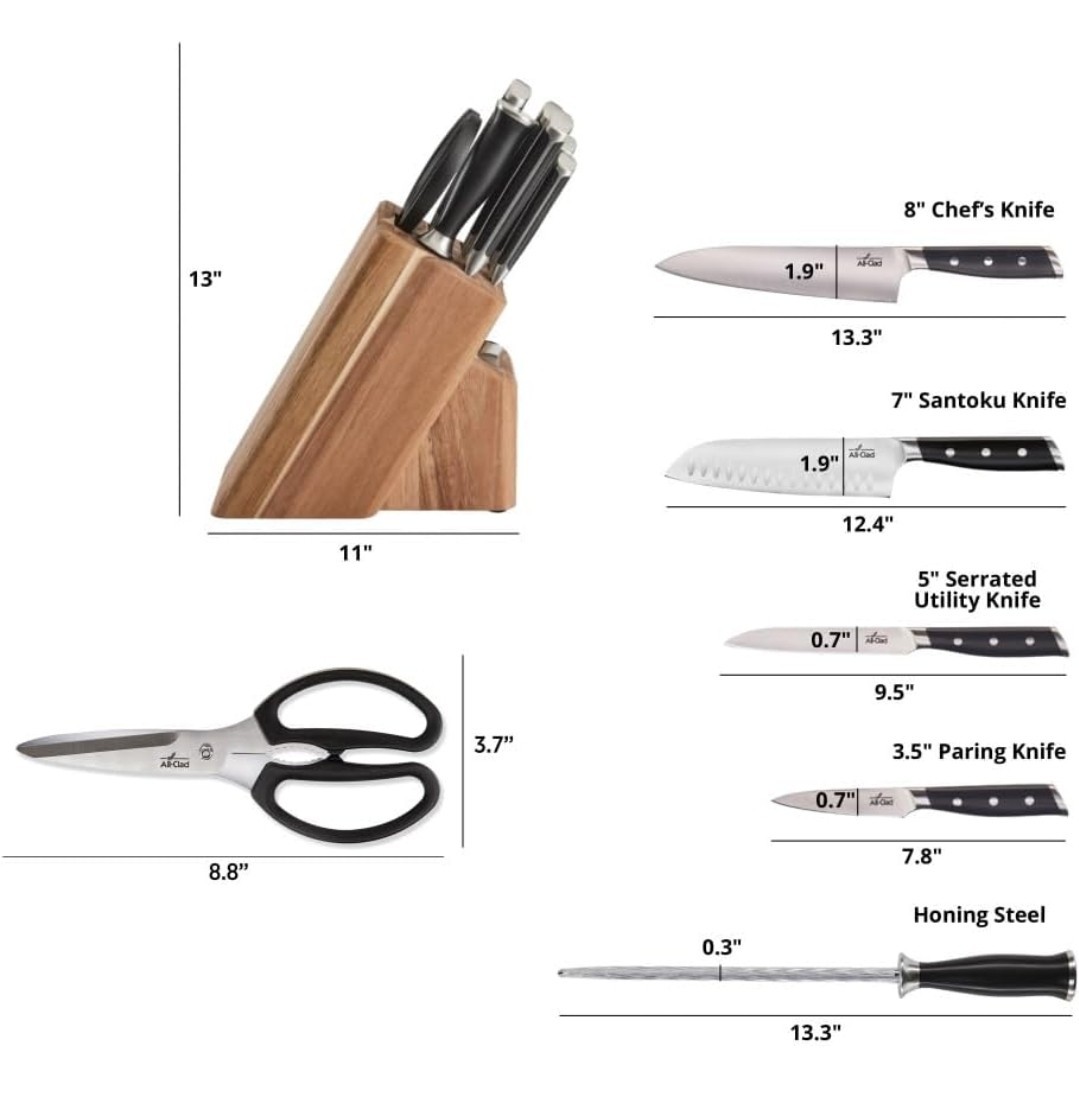 All-Clad Forged Knives 7-Piece Knife Block Set RETAIL $329 – NIB