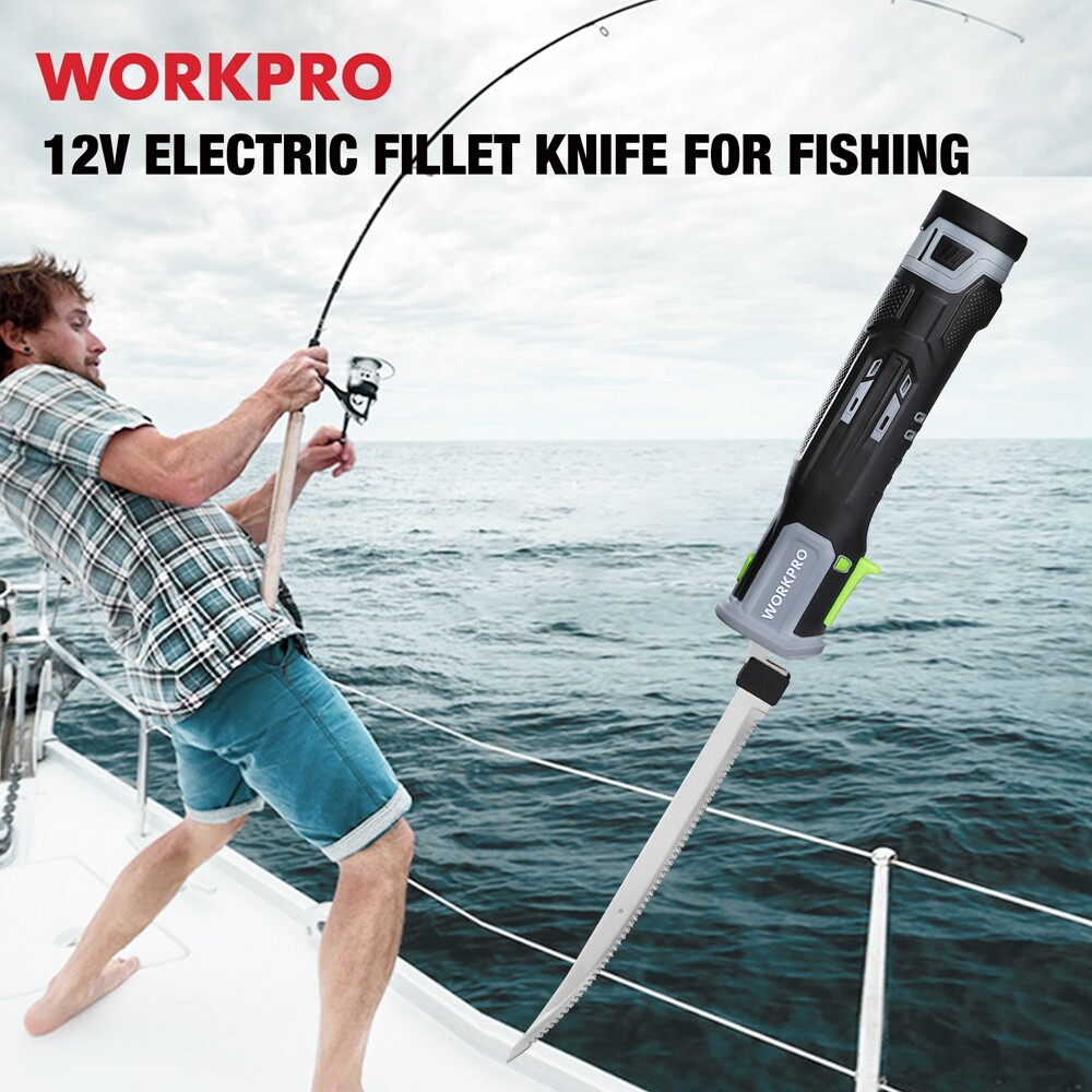 WORKPRO 12V Cordless Electric Fillet Knife w/2 Razor Blade Cordless Fillet Knife