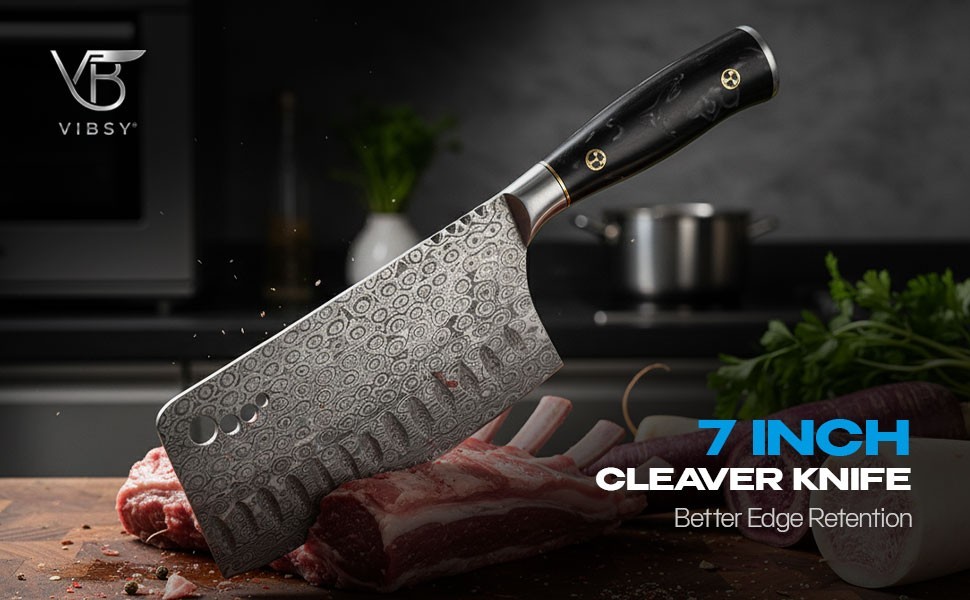 Meat Cleaver 7″ Damascus Japanese Chuka Bocho 133 Layer Steel HRC 60±2