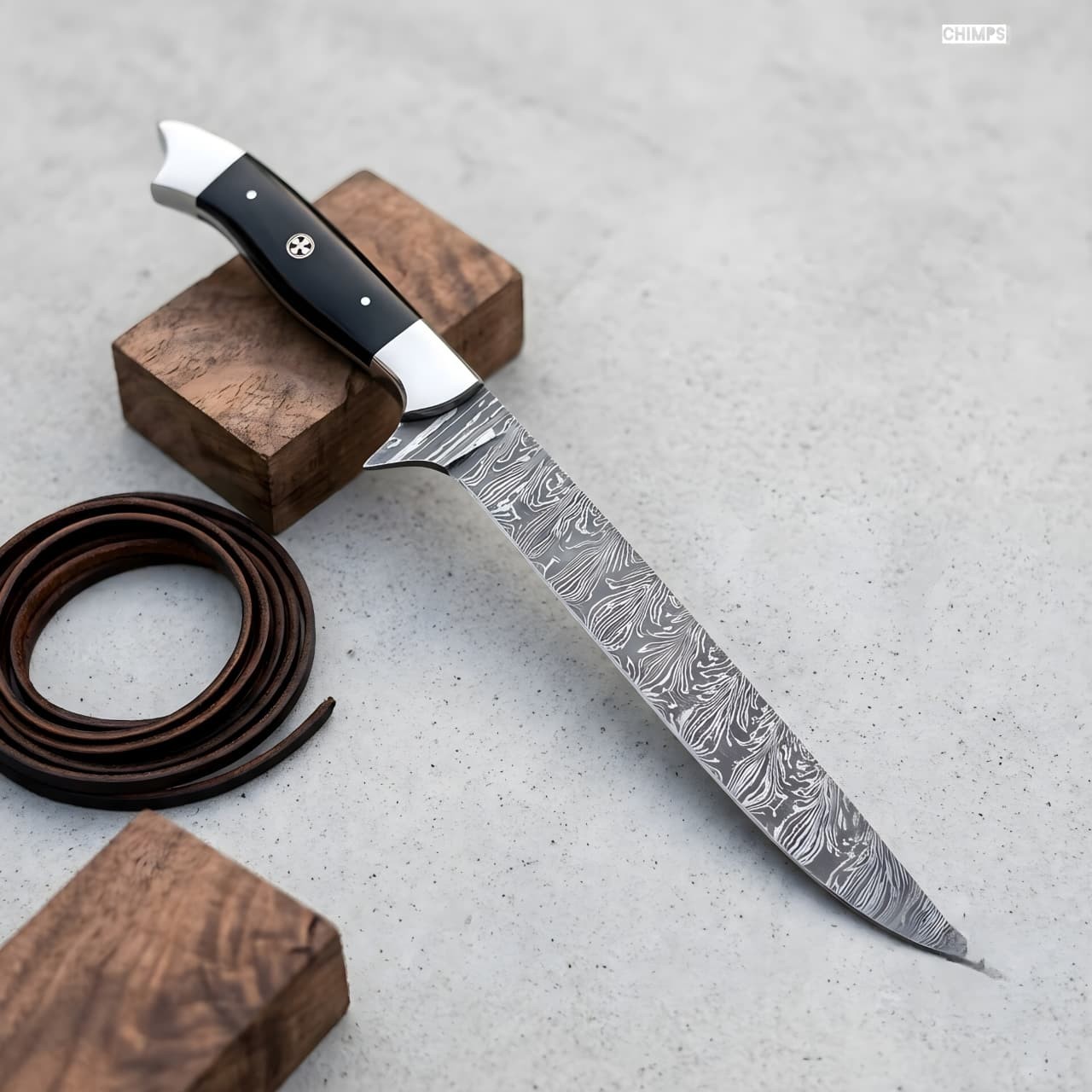 Damascus Steel Boning Knife Handmade Fillet Knife Black G10 Handle Chef Gift