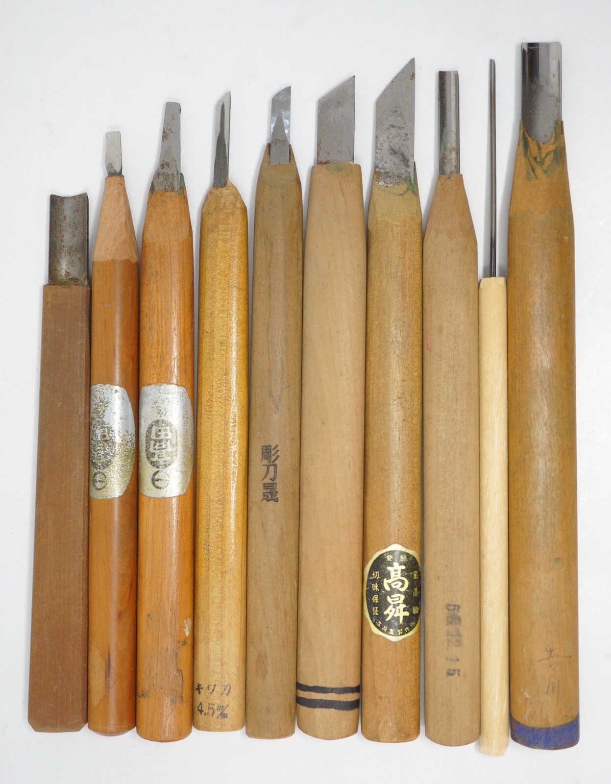 Vintage Wood Carving Knife Set 10 Tools Sharp and Original from Japan 1012D8