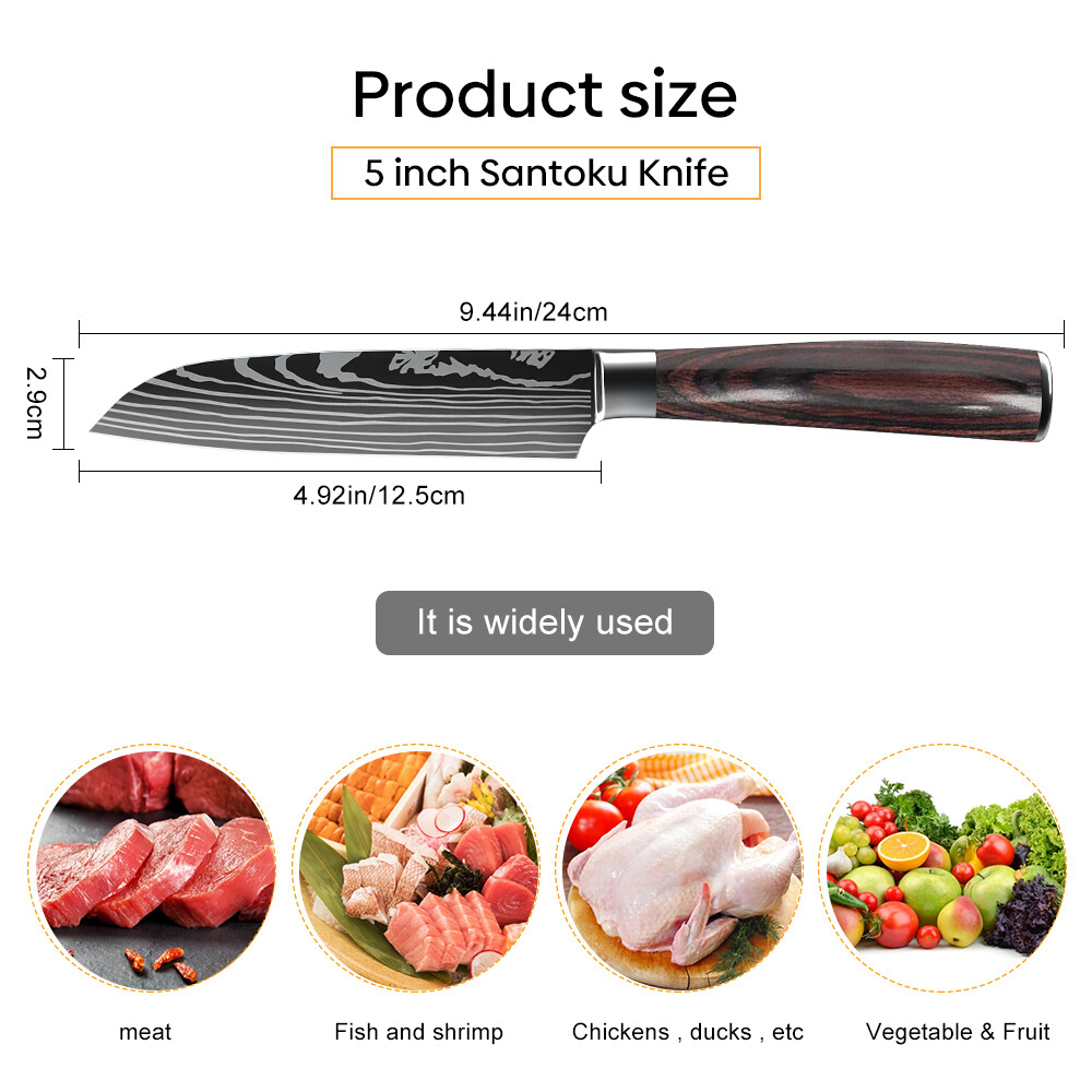 Stainless Steel Kitchen Knife Japanese Damascus Chef’s Sharp Blade Cleaver Knife