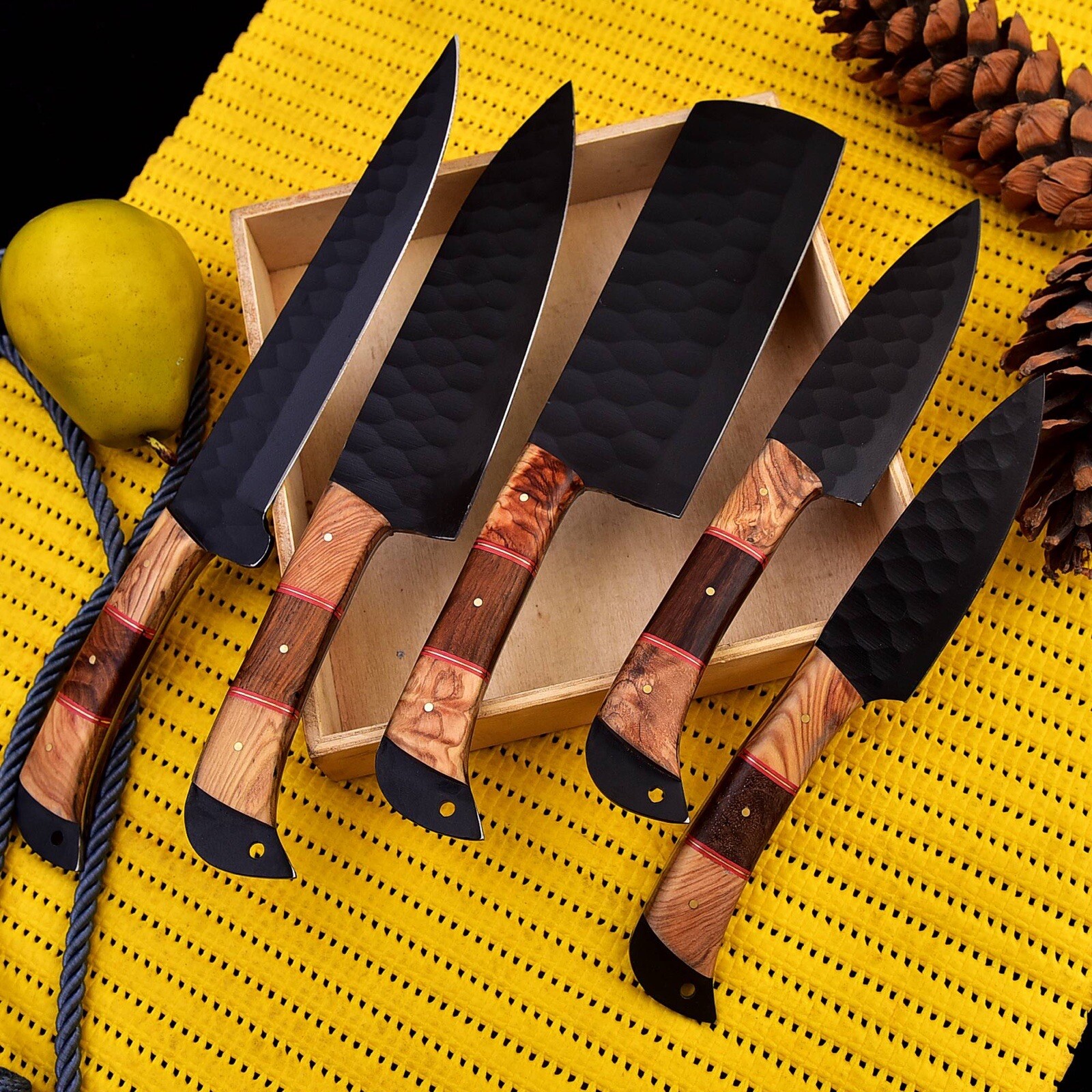CUSTOM HANDMADE FORGED CARBON STEEL CHEF KNIFE KITCHEN KNIVES CHEF SET X158