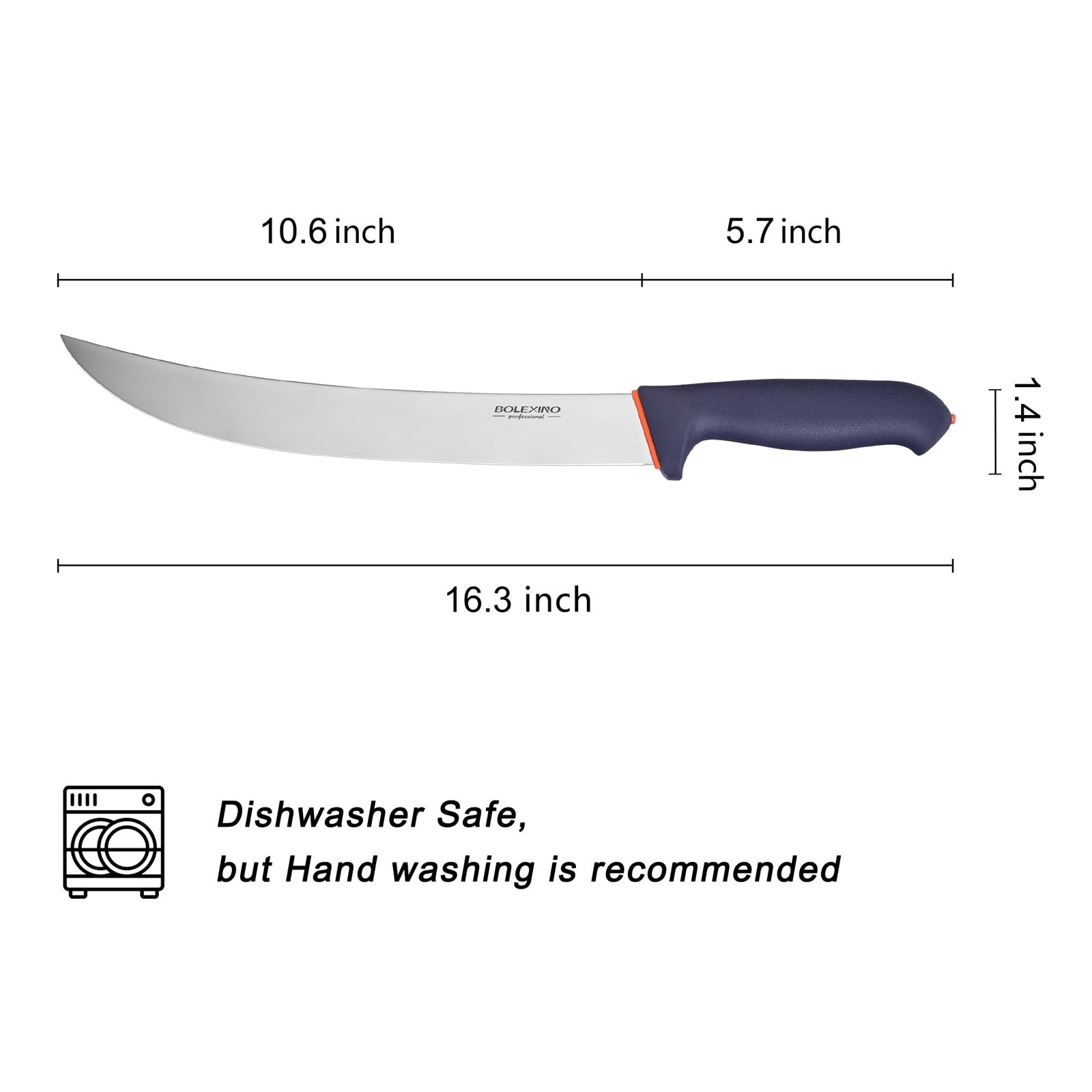 10.5 inch Curved Cimeter Knife W/Non-slip Softgrip, Butcher Knife For Meat Cu…