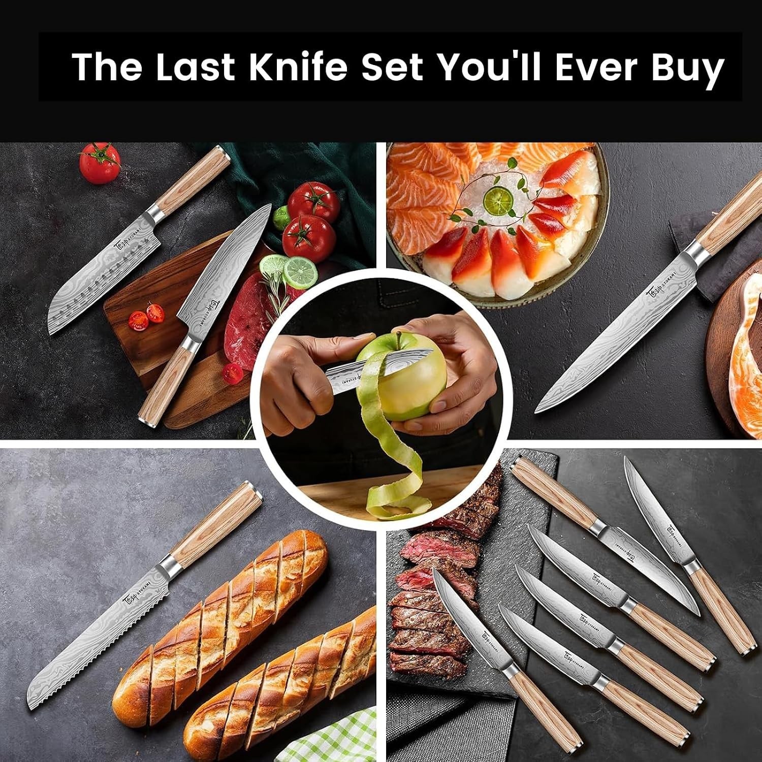 2026 Upgrade Japanese Kitchen Knife Set with Torii-Style Block | 14-Pieces Kn…