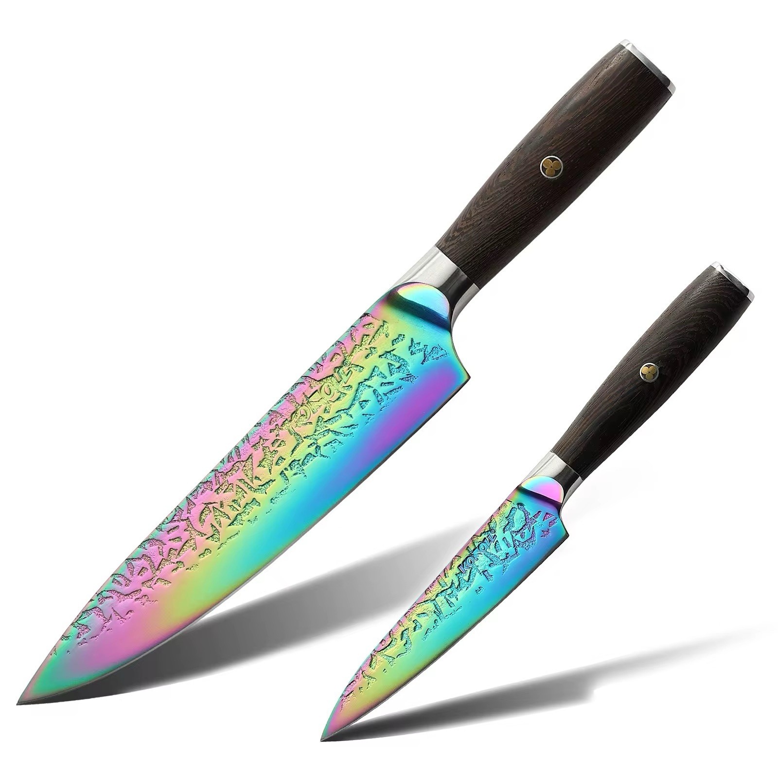 High Quality Titanium Coating 2 Pcs Kitchen Knife Set 5Cr15Mov Steel Profession