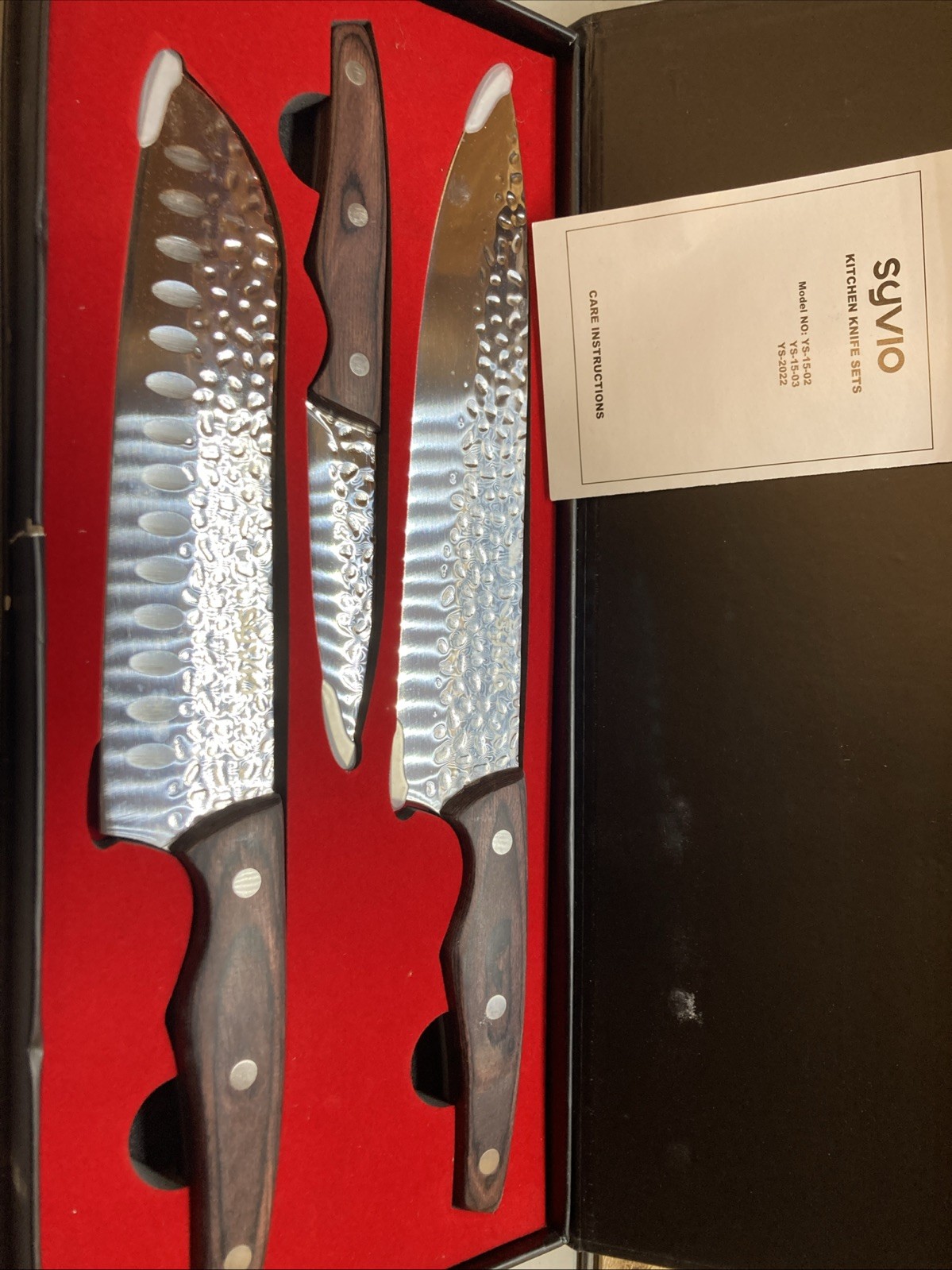 Syvio 3-Piece Knife Set Chef Knife Santoku and Paring Knife
