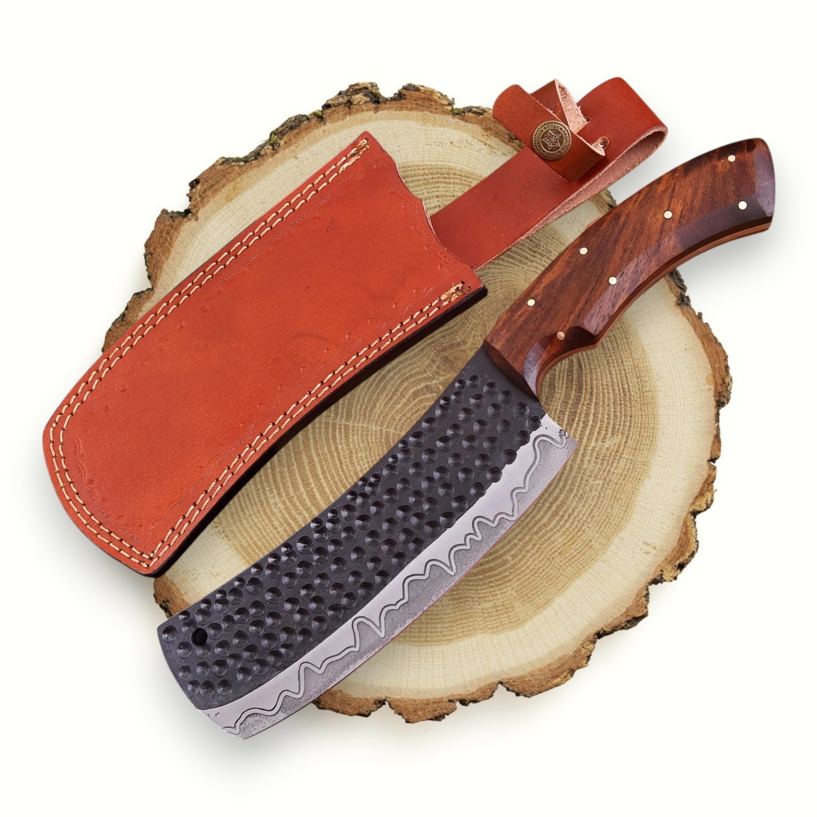 Heavy Duty Hand Forged Cleaver Carbon Steel Chopper BBQ Butcher Knife w/ Sheath