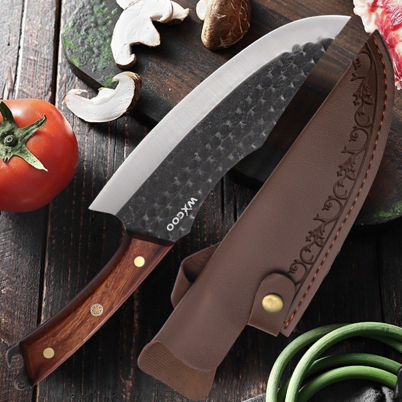 8PCS Stainless Steel Knife Set Kitchen Scissors Meat Cleaver Utility Chopper