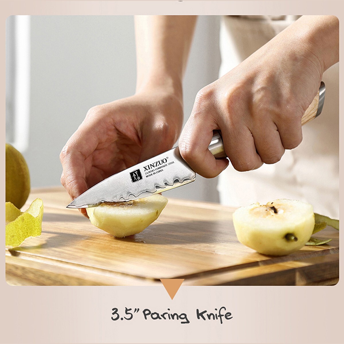 Xinzou B37S 5 Pcs Composite Stainless Steel Kitchen Knife Set Pakkawood Handle