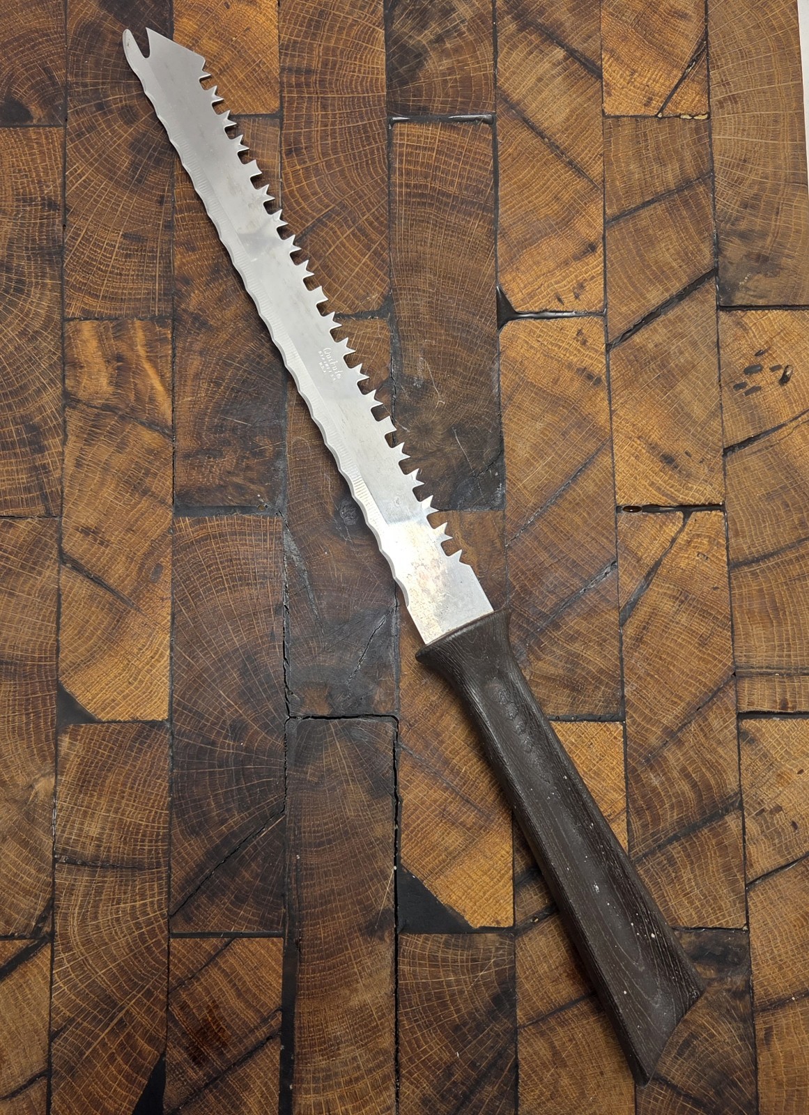 Vintage Quikut Carve & Serve Fork Tip Double Edged Serrated Knife 9.5″ Blade USA
