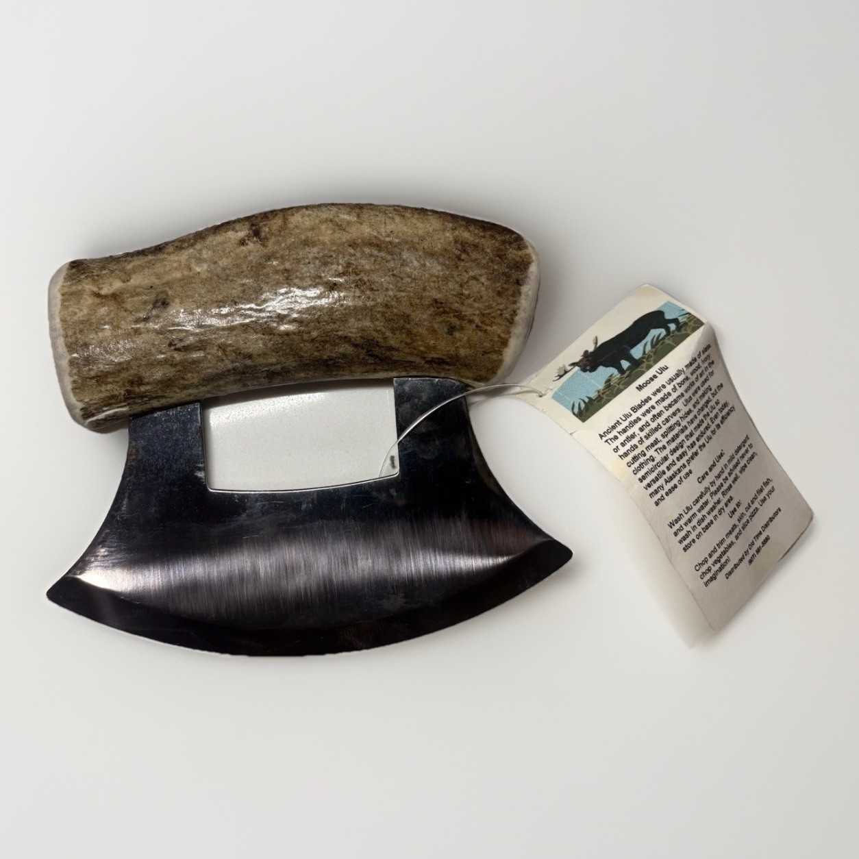 Wayne Hunt Alaskan Ulu Knife Genuine Moose Antler Handle Handmade in Alaska NWT