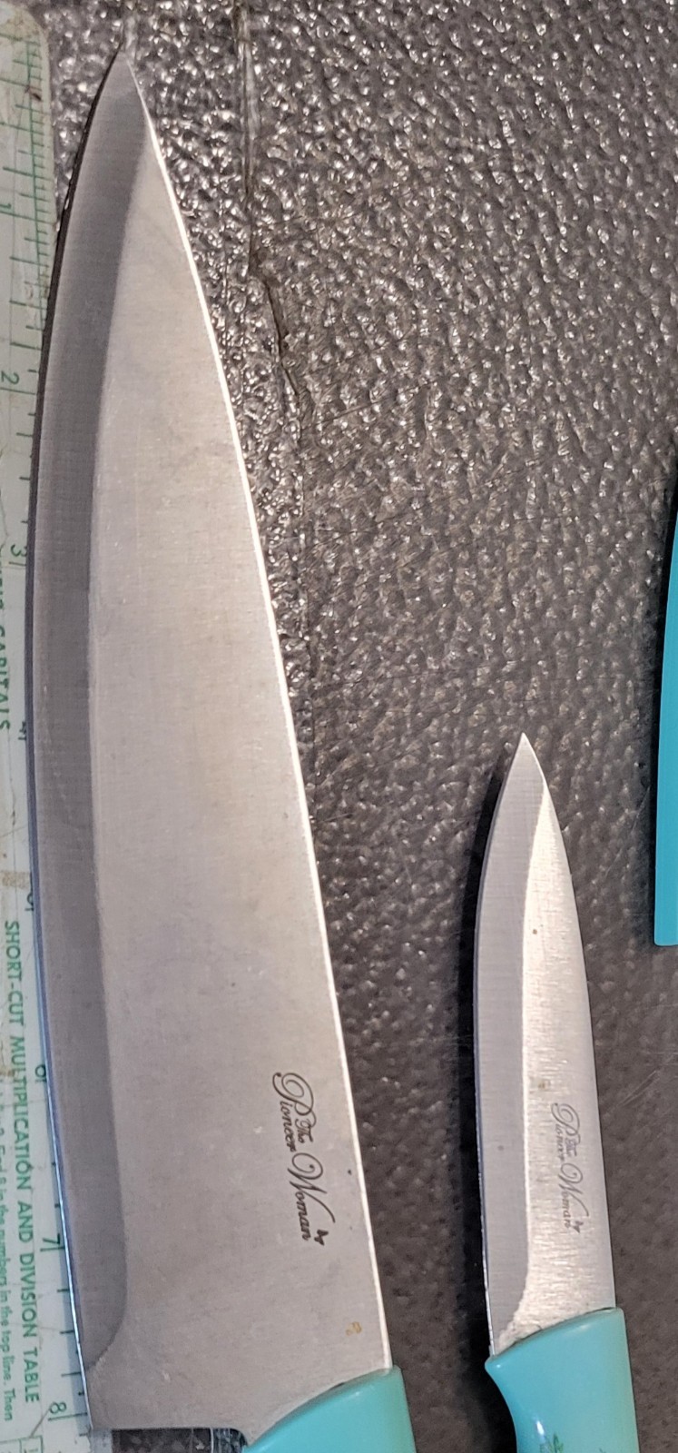 Pioneer Woman Teal Floral Sweet Romance 8″ Chef & 4″ Paring Knife & Blade Guards