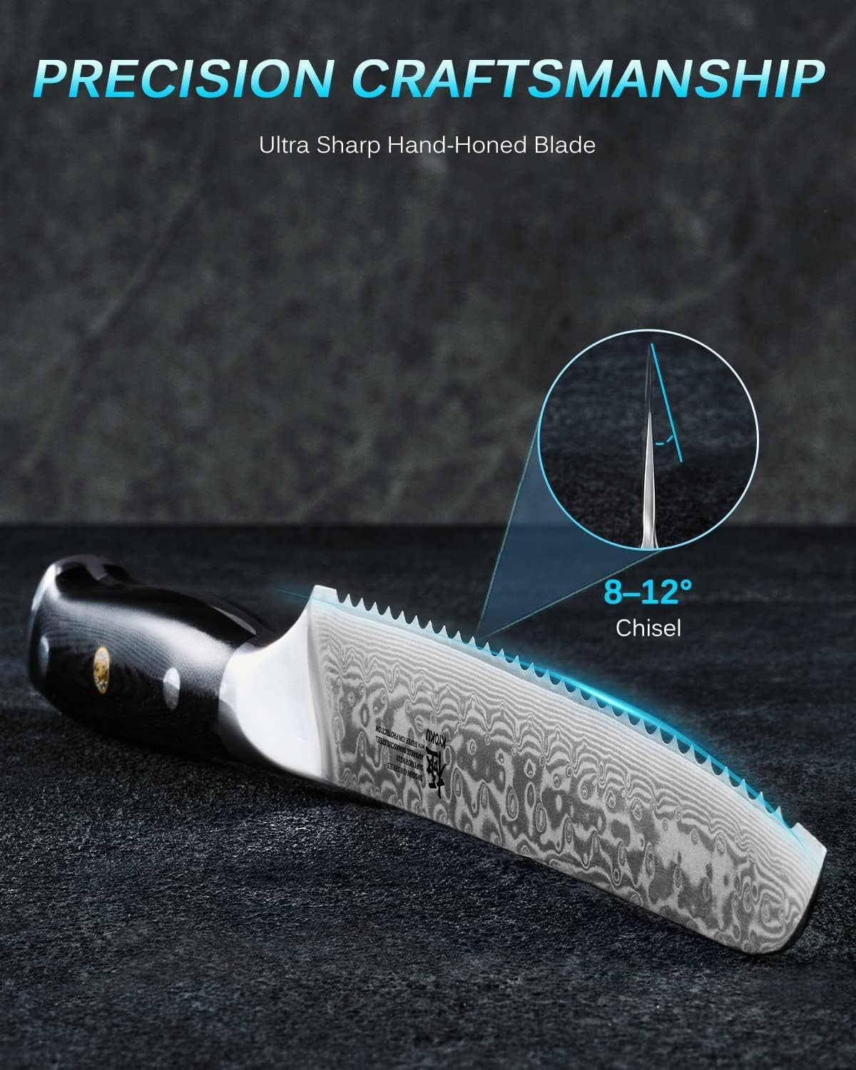 Kyoku Chef Knife Shogun Series V10 Serated NOB Bread Knife