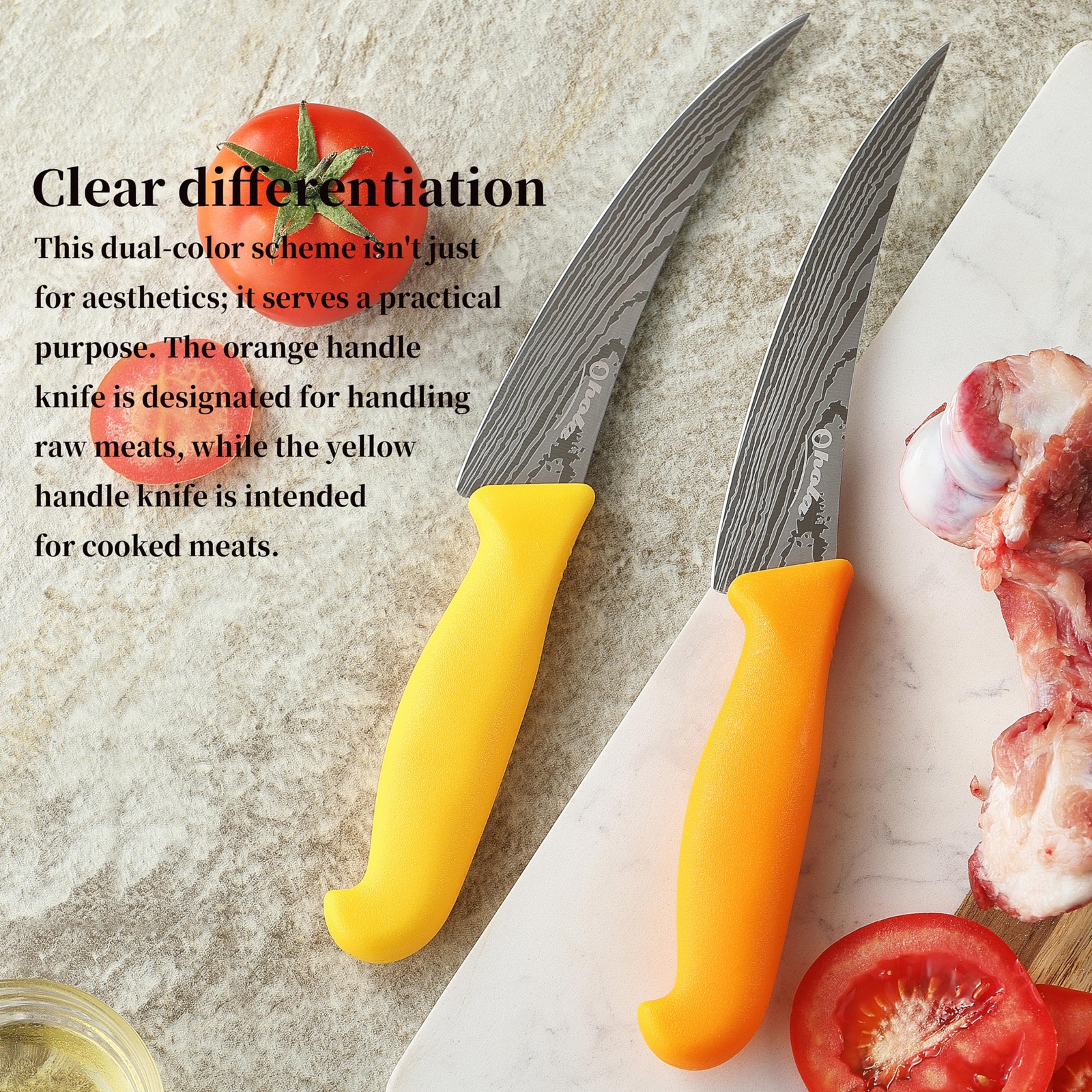 2PCS Curved Boning Knife 6 Inch Deboning Knife Premium Stainless Steel Fillet