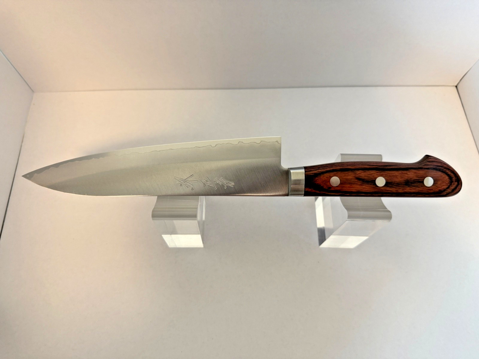 Japanese Santoku Chef Knife 180mm High Carbon Steel Wood Handle NOS with Box