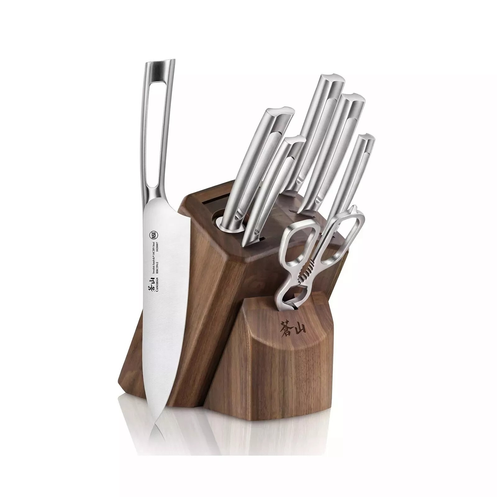 Cangshan TN1 Series 1021950 Swedish 14C28N Steel Forged 8-Piece Knife Block