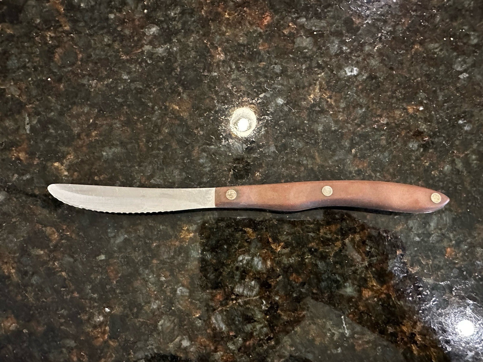 Vintage Cutco 1059 Steak Knife Serated Edge Brown Wood Handle Wood Handle