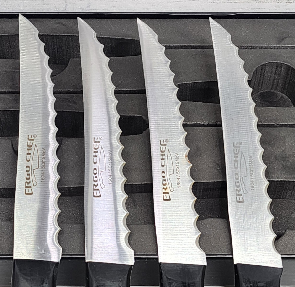 Steak Knife Set By Ergo Chef Pro Series II, 4pc., Stainless Steel 5″ Edge in Pkg