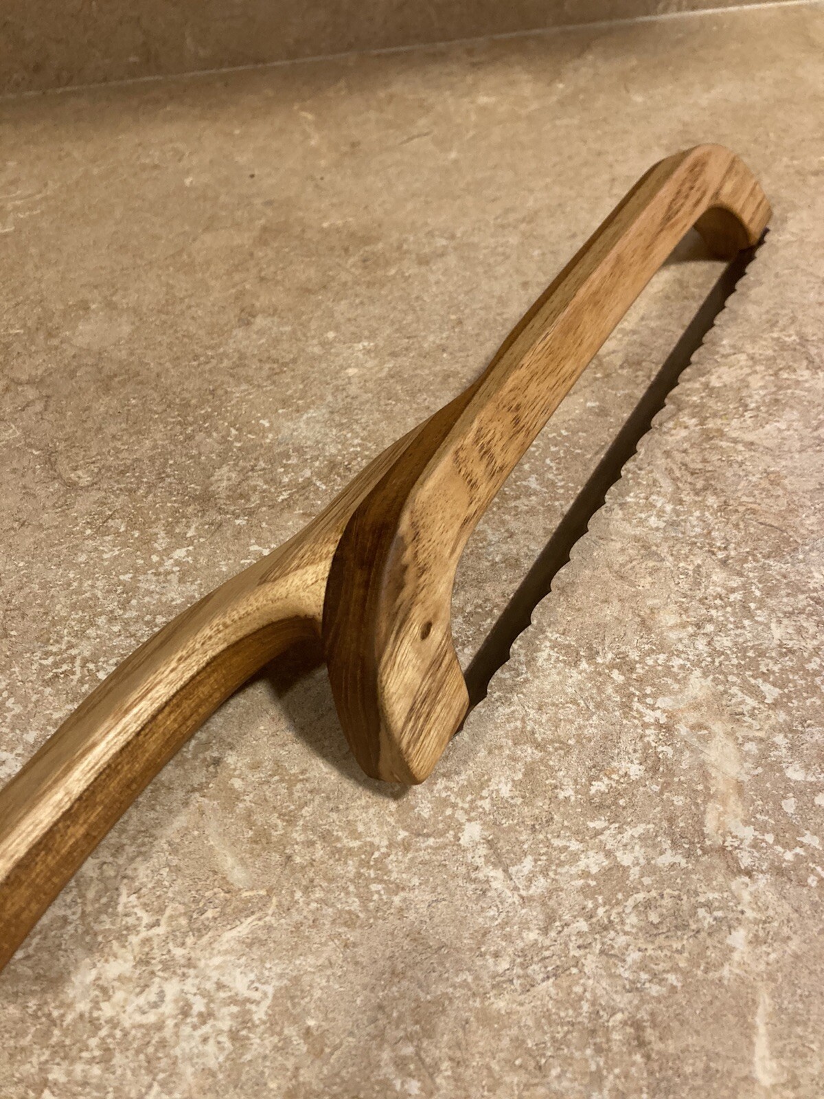 Heirloom Woodcrafts Teak Fiddle Bow Bread Knife