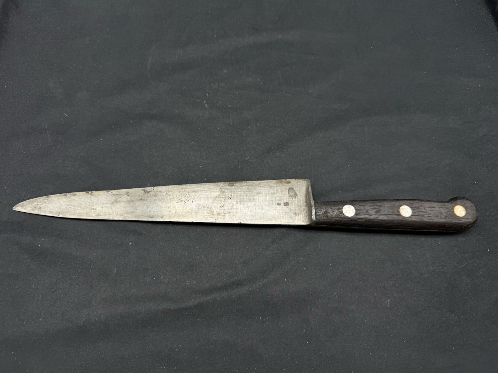 Antique 9.25″ Carbon Steel Blade Kitchen Knife Wooden Handle