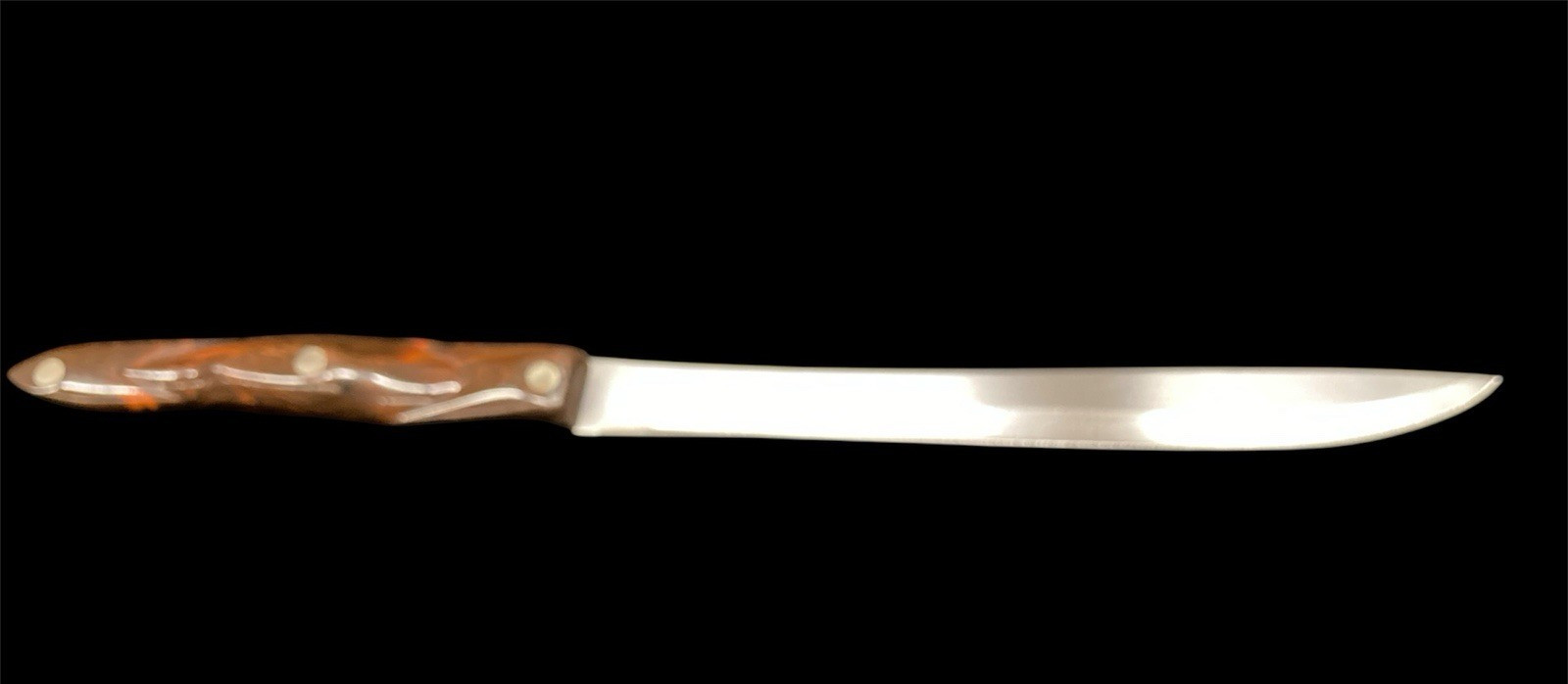 Vintage CUTCO 1723 Carver Knife 9″ Overall 14.5″ Blade Brown Swirl Handle