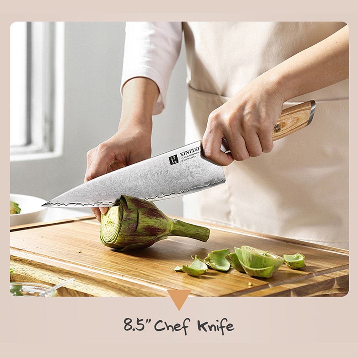Xinzou B37S 5 Pcs Composite Stainless Steel Kitchen Knife Set Pakkawood Handle