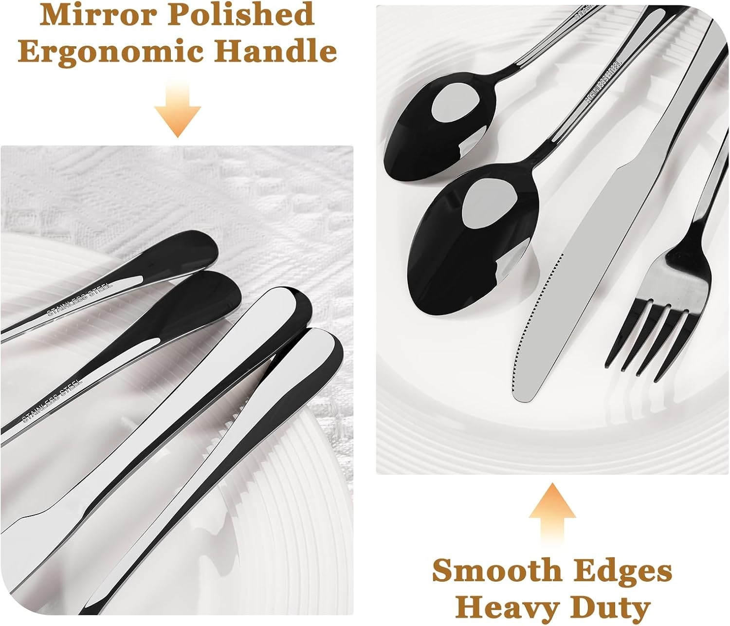 Polished Steel Dining Flatware Steak Knives Forks Spoons Home Bistro