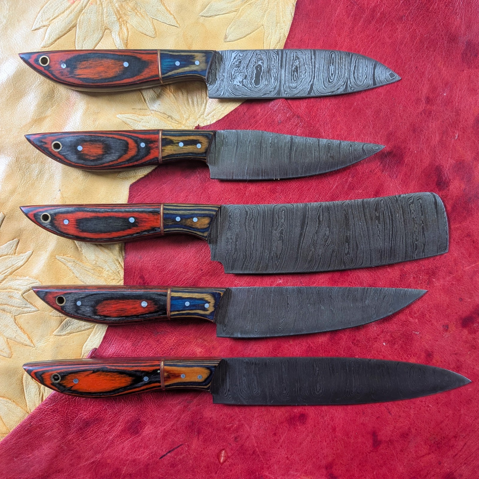 Handmade Damascus Steel 5-PIECE CHEF KNIFE Set w/Sturdy Travel Case OUR LAST SET