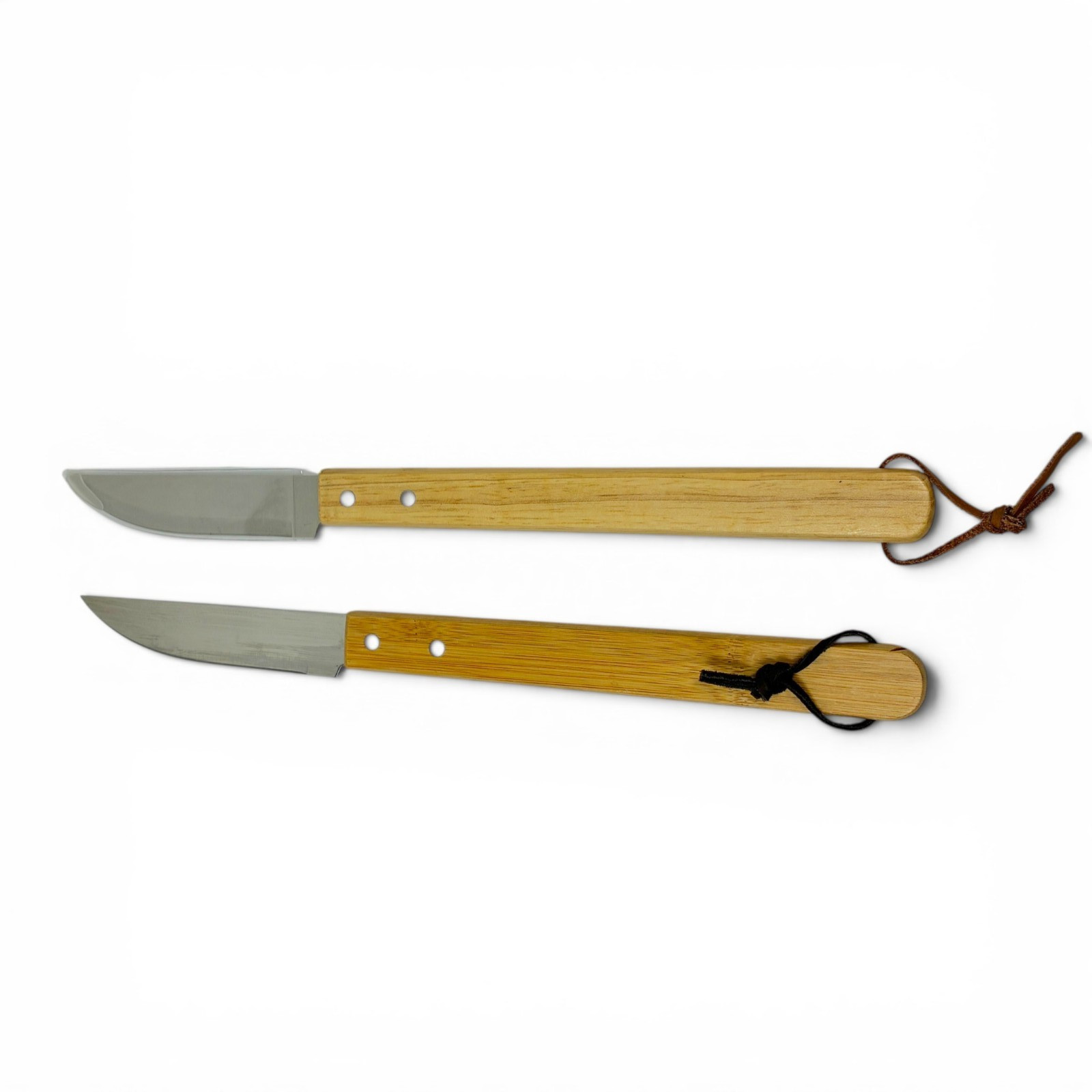 Unbranded Wood Handle Long Stem Utility Paring Craft Knives Set 2 Pcs