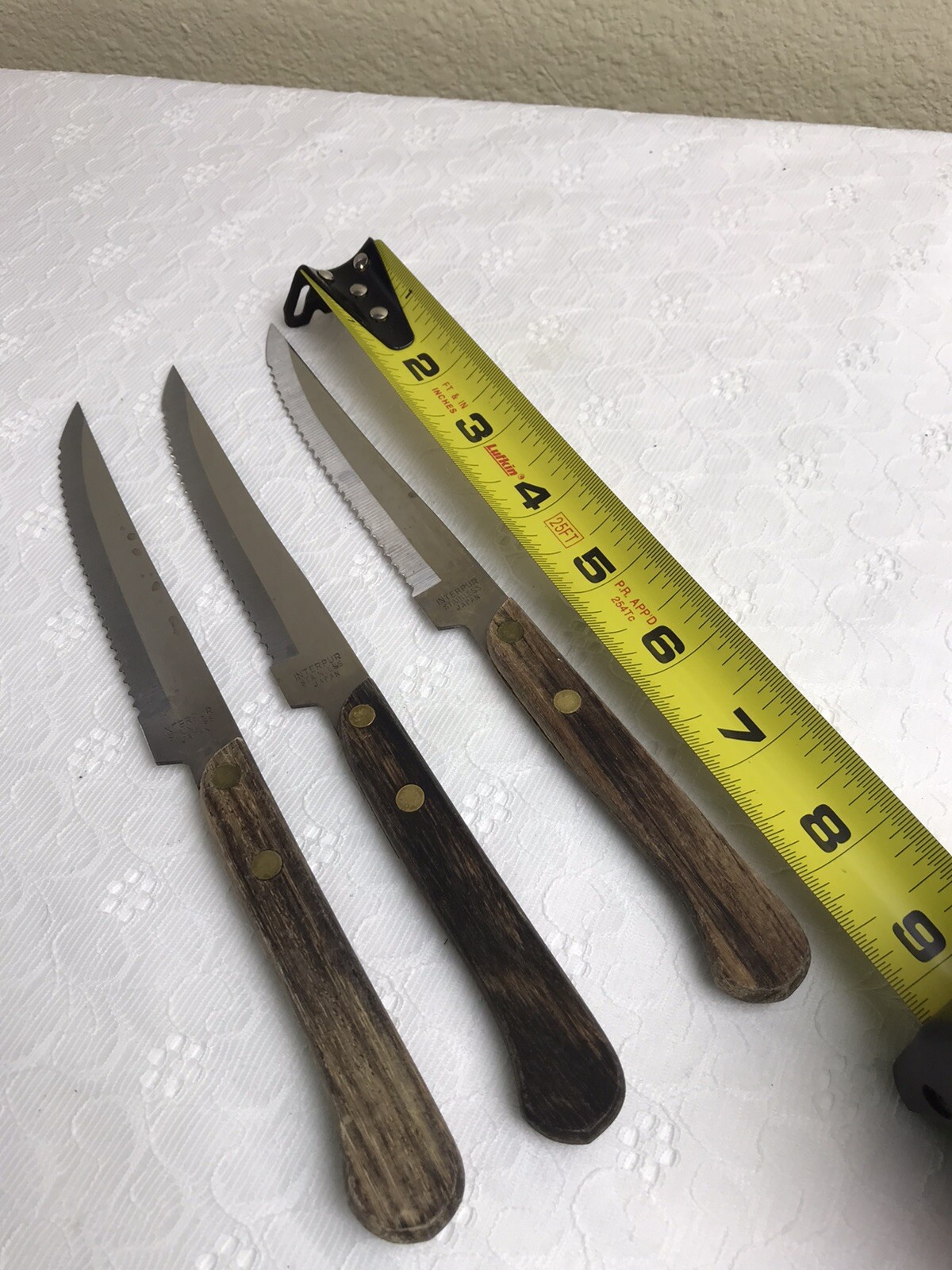 VTG Interpur Serrated 4.75″ Steak Knives 8.75″ Stainless Wood Handle (Set of 3)