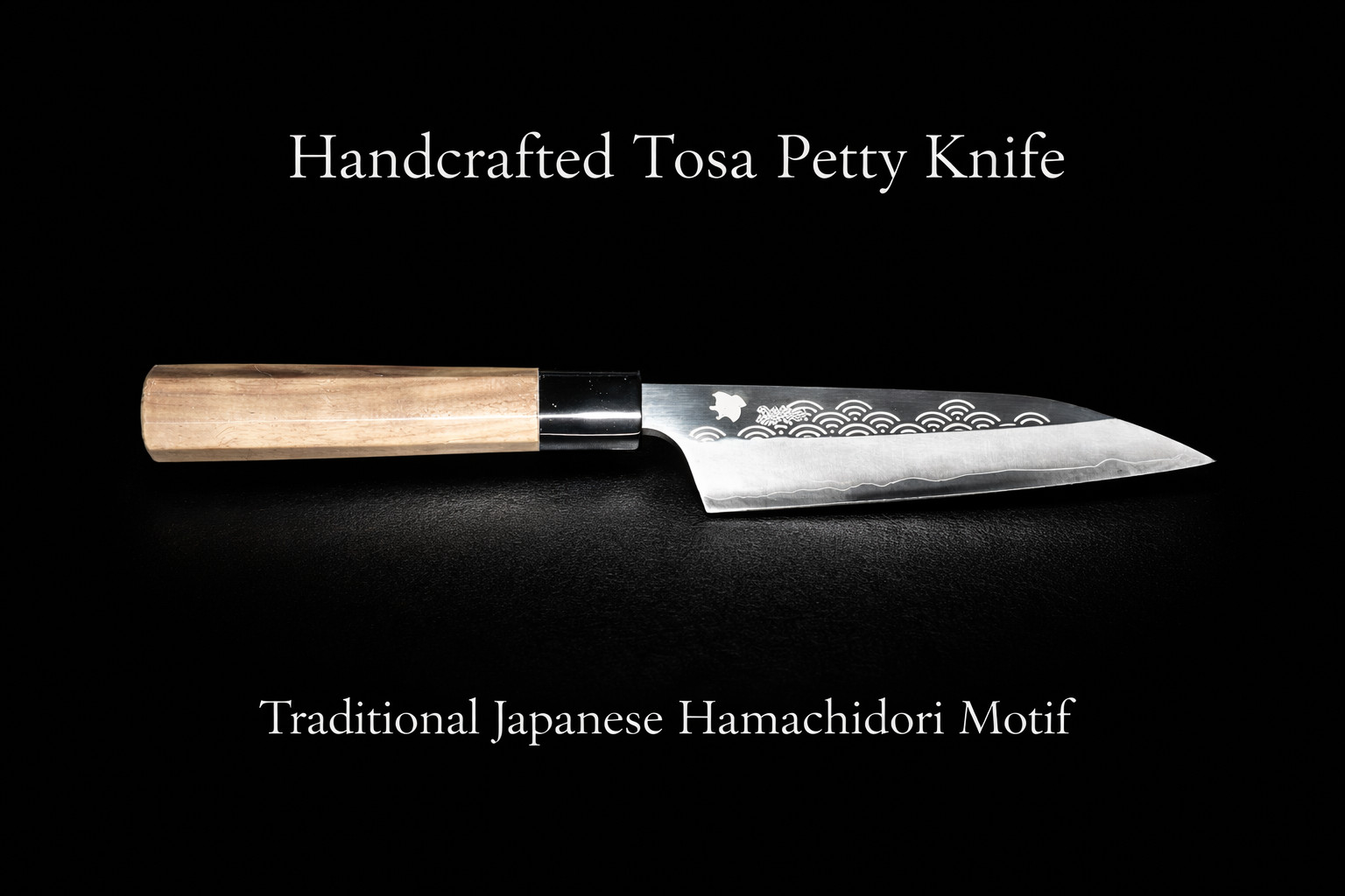 Japanese Petty Knife Ginsan Steel Hamachidori Motif Handmade Tosa One-of-a-Kind
