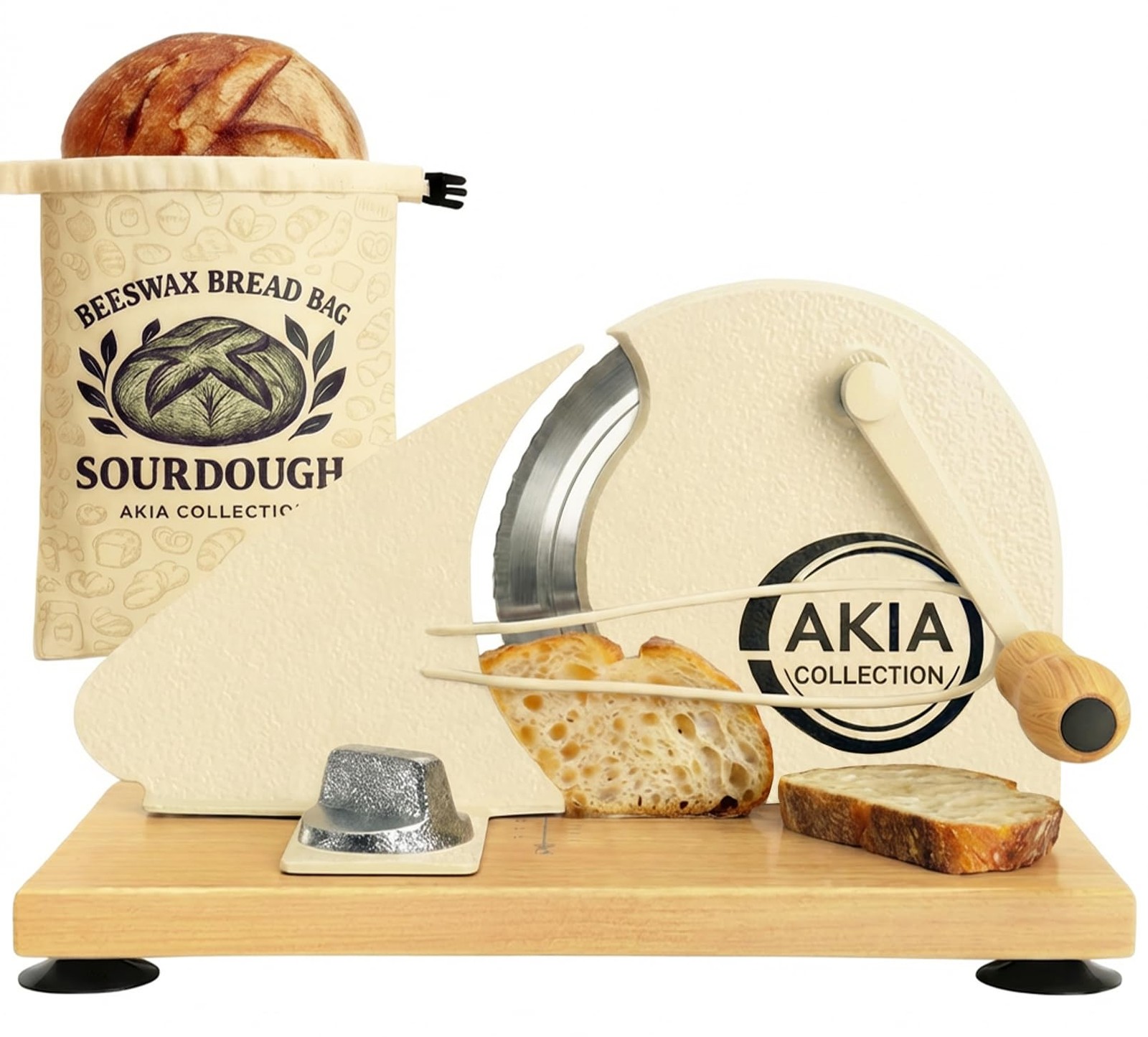 Akia Collection Bread Slicer for Homemade Bread & Sourdough Rounds — Manual S…