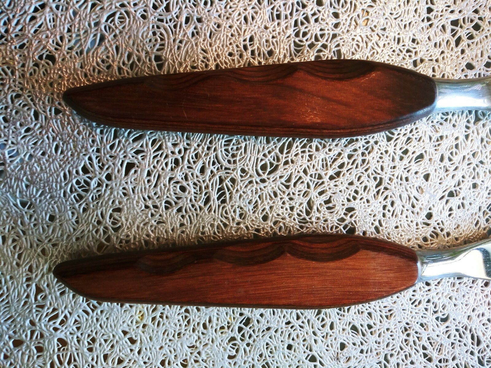 Fleetwood Designs Carving Knife and Fork Set Mid Century Modern Teak Stainless