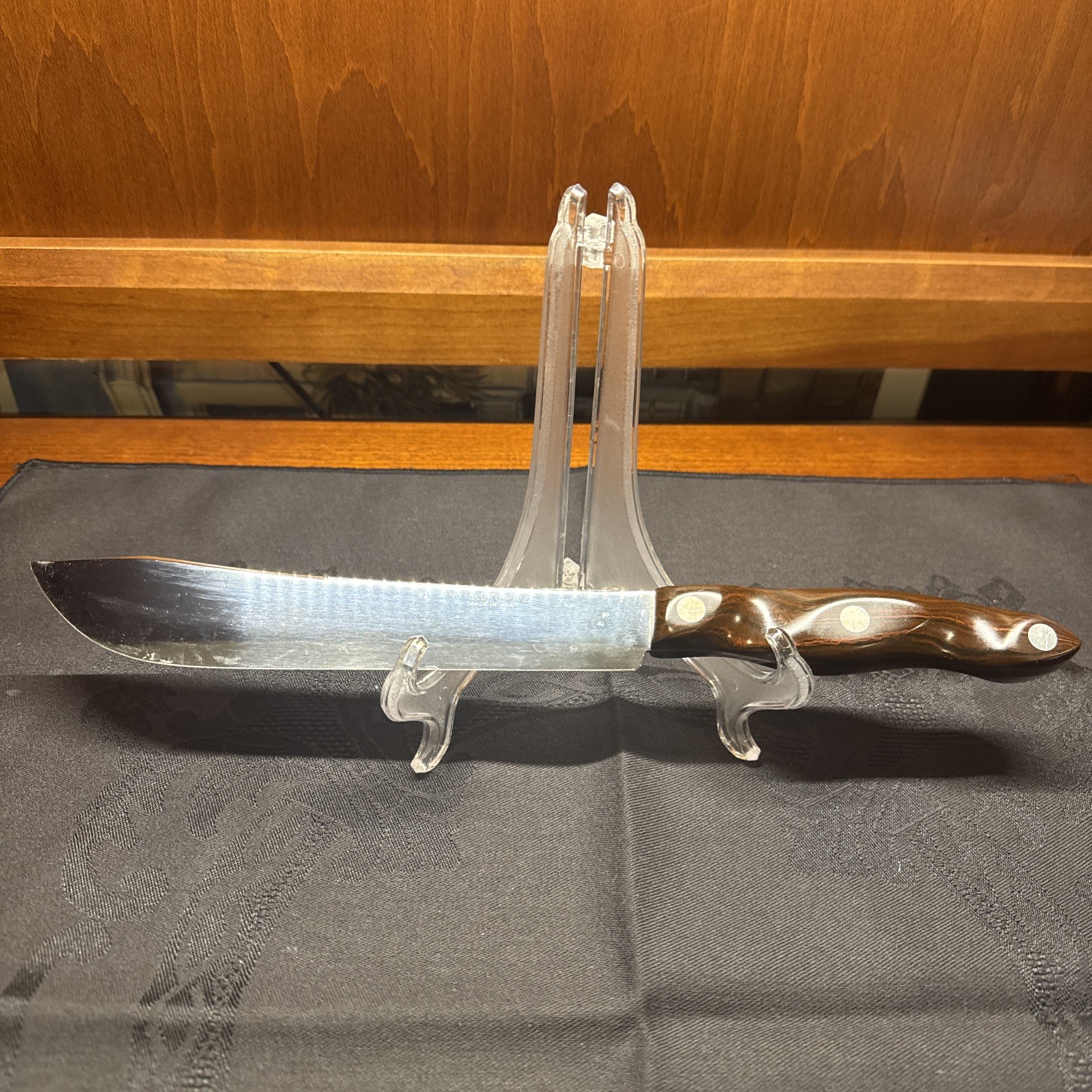 Cutco 1022 butcher Knife USA Brown Red Swirl Handle Stainless Steel