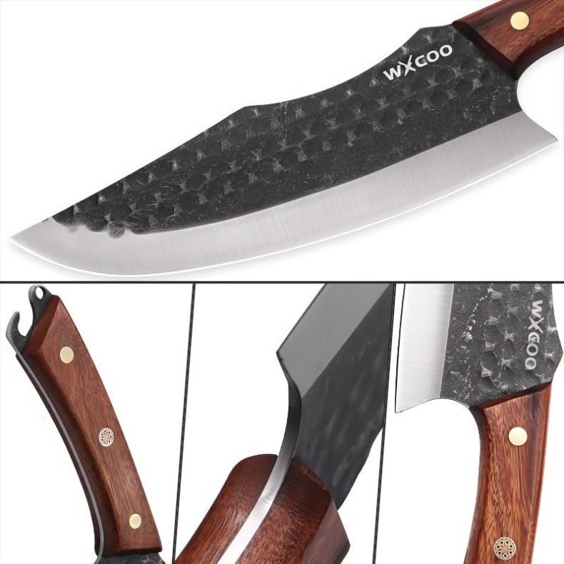 8PCS Stainless Steel Knife Set Kitchen Scissors Meat Cleaver Utility Chopper