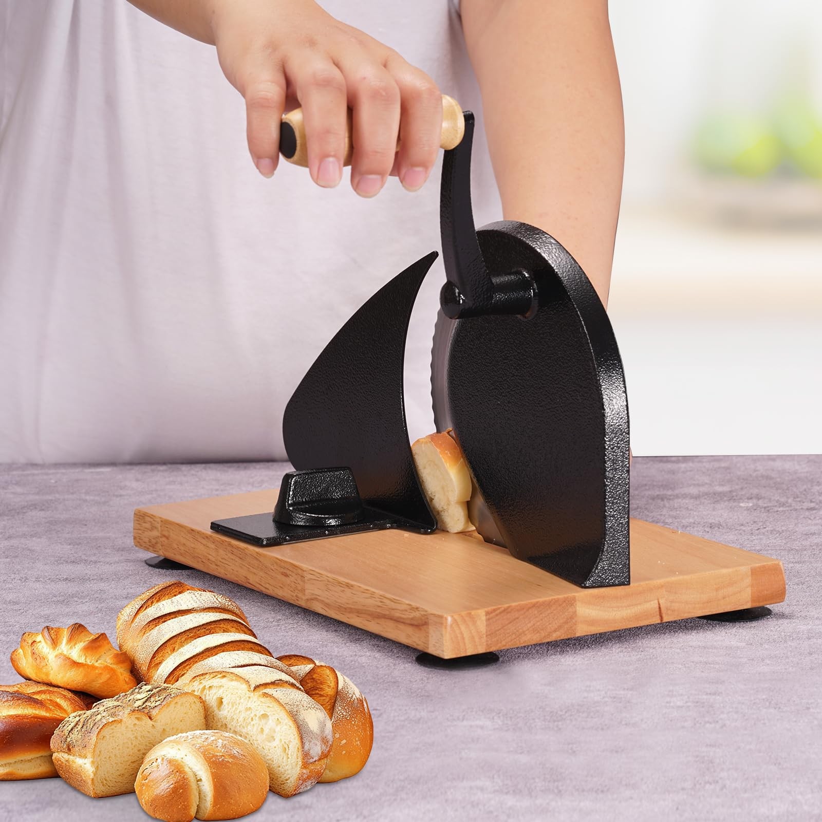 Manual Bread Slicer for Homemade Sourdough Bread – Adjustable Thickness & Eve…