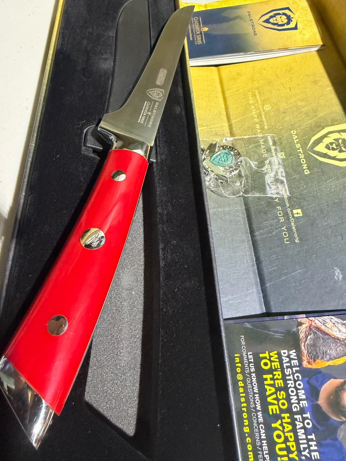 Dalstrong Gladiator Series 6” Boning Knife Red ABS Handle w/ Sheath Box